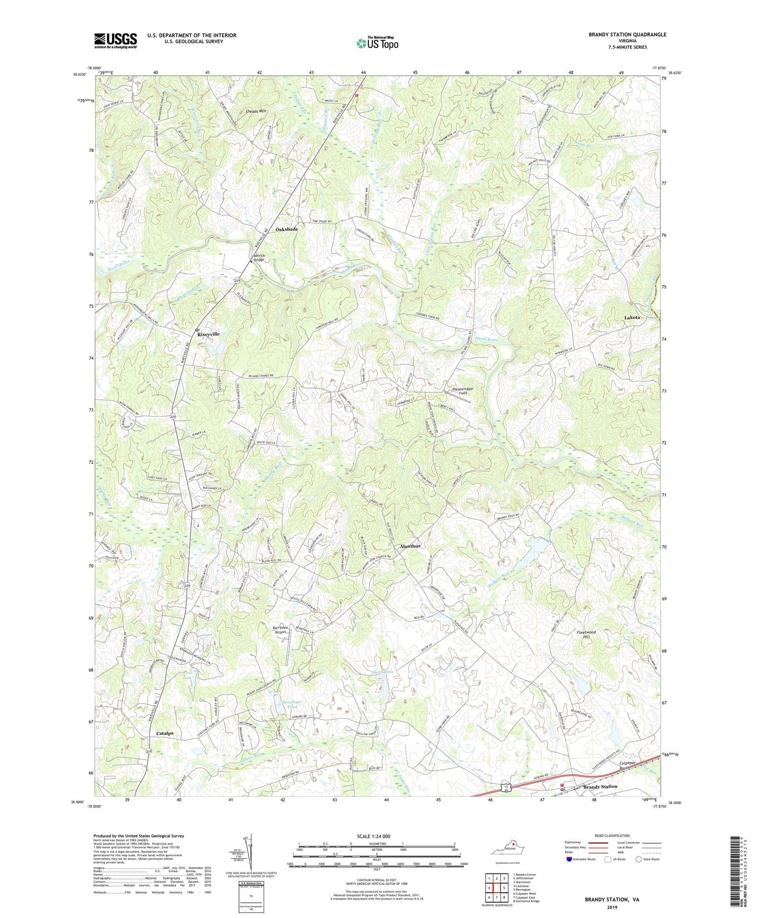 Brandy Station Virginia US Topo Map Image