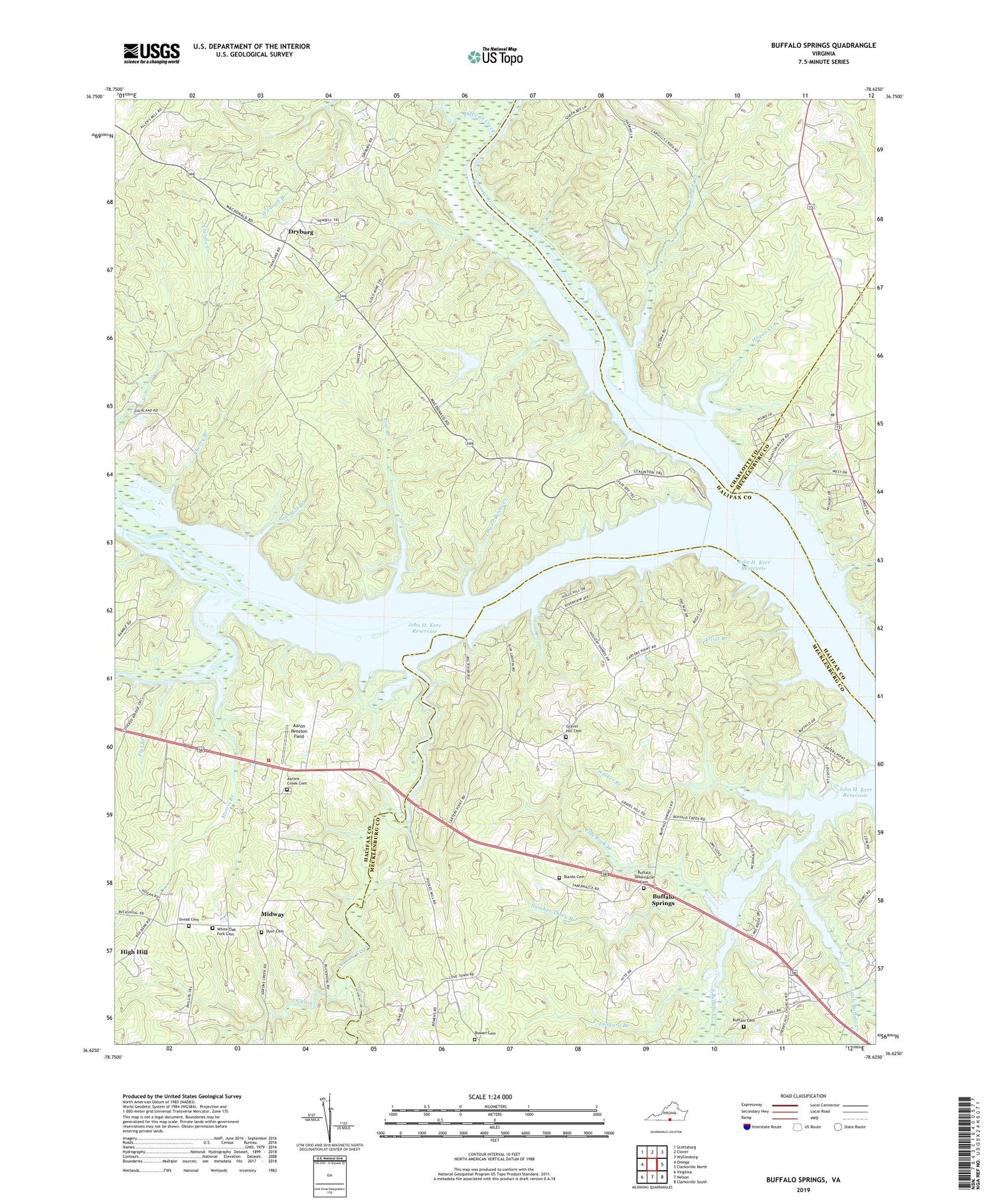 Buffalo Springs Virginia US Topo Map Image