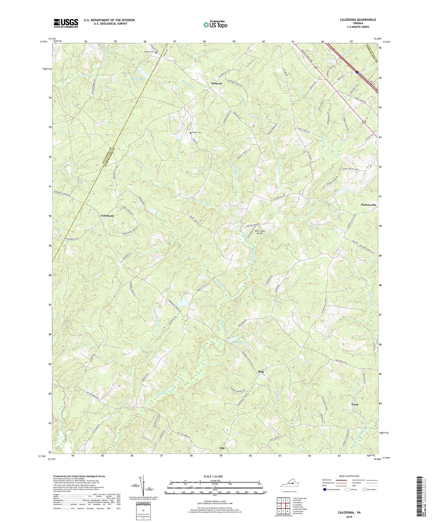 Caledonia Virginia US Topo Map Image
