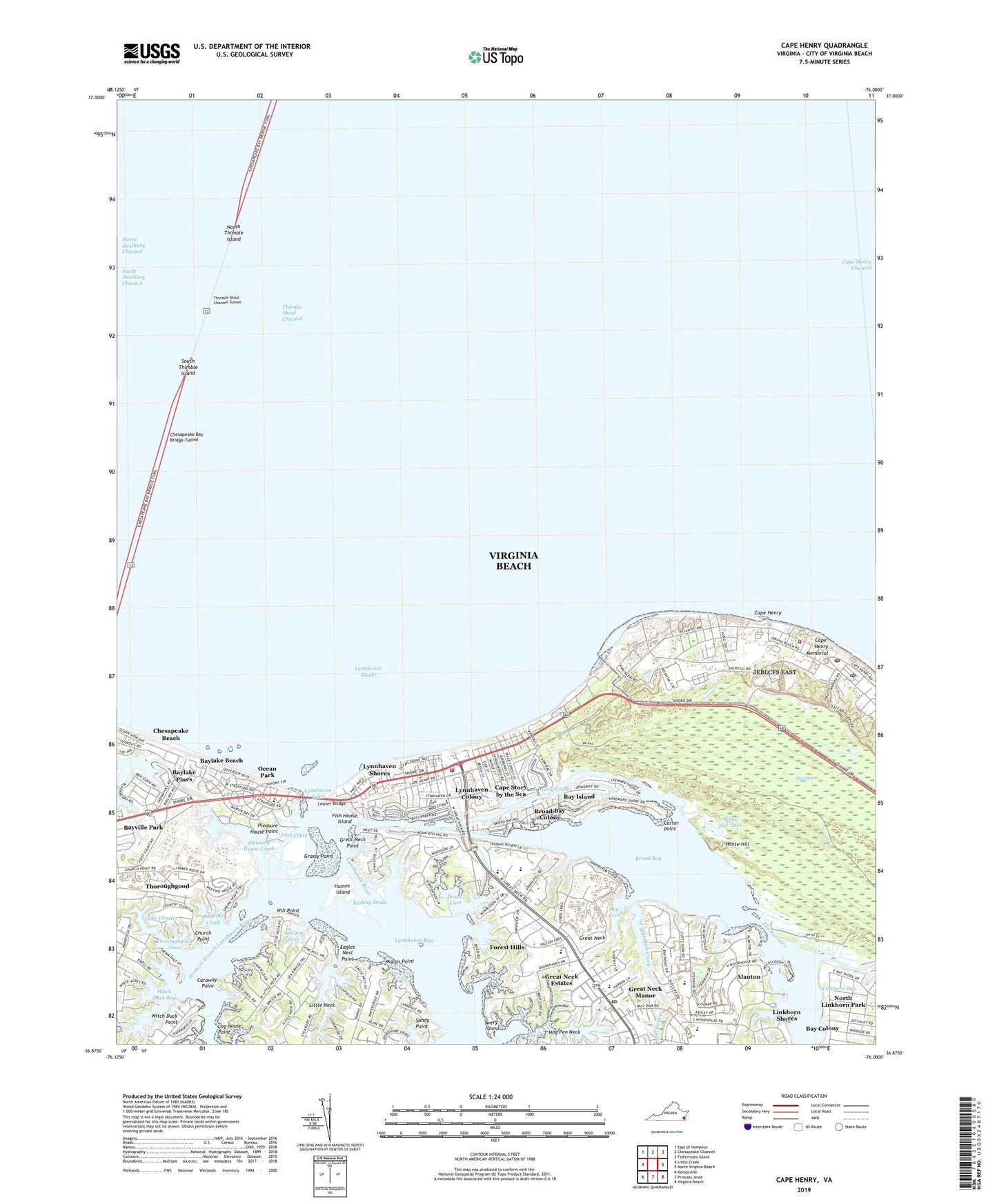 Cape Henry Virginia US Topo Map Image