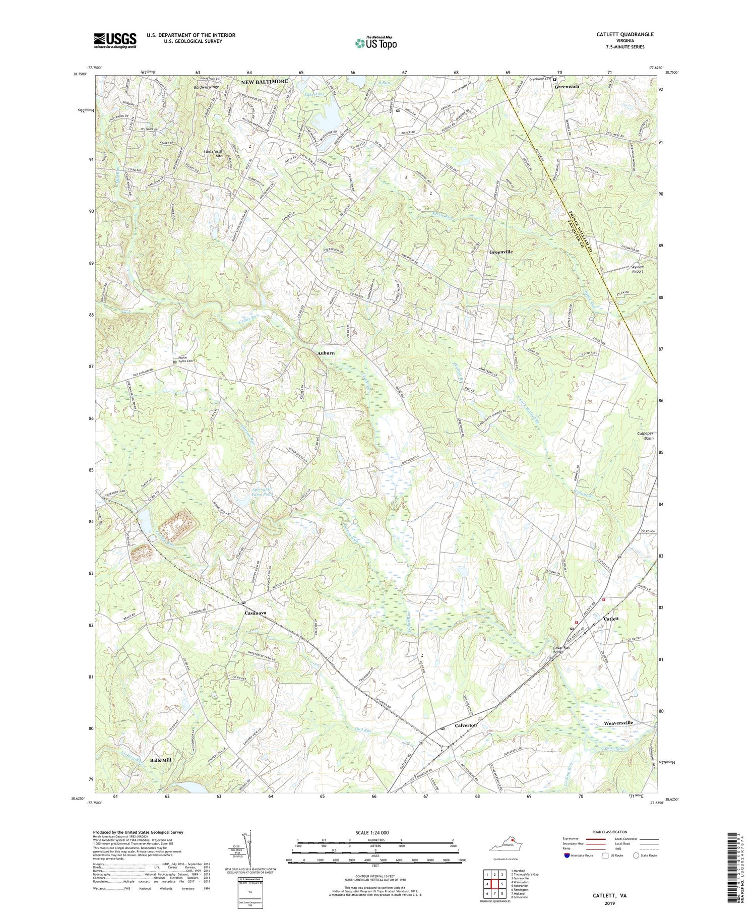 Catlett Virginia US Topo Map Image