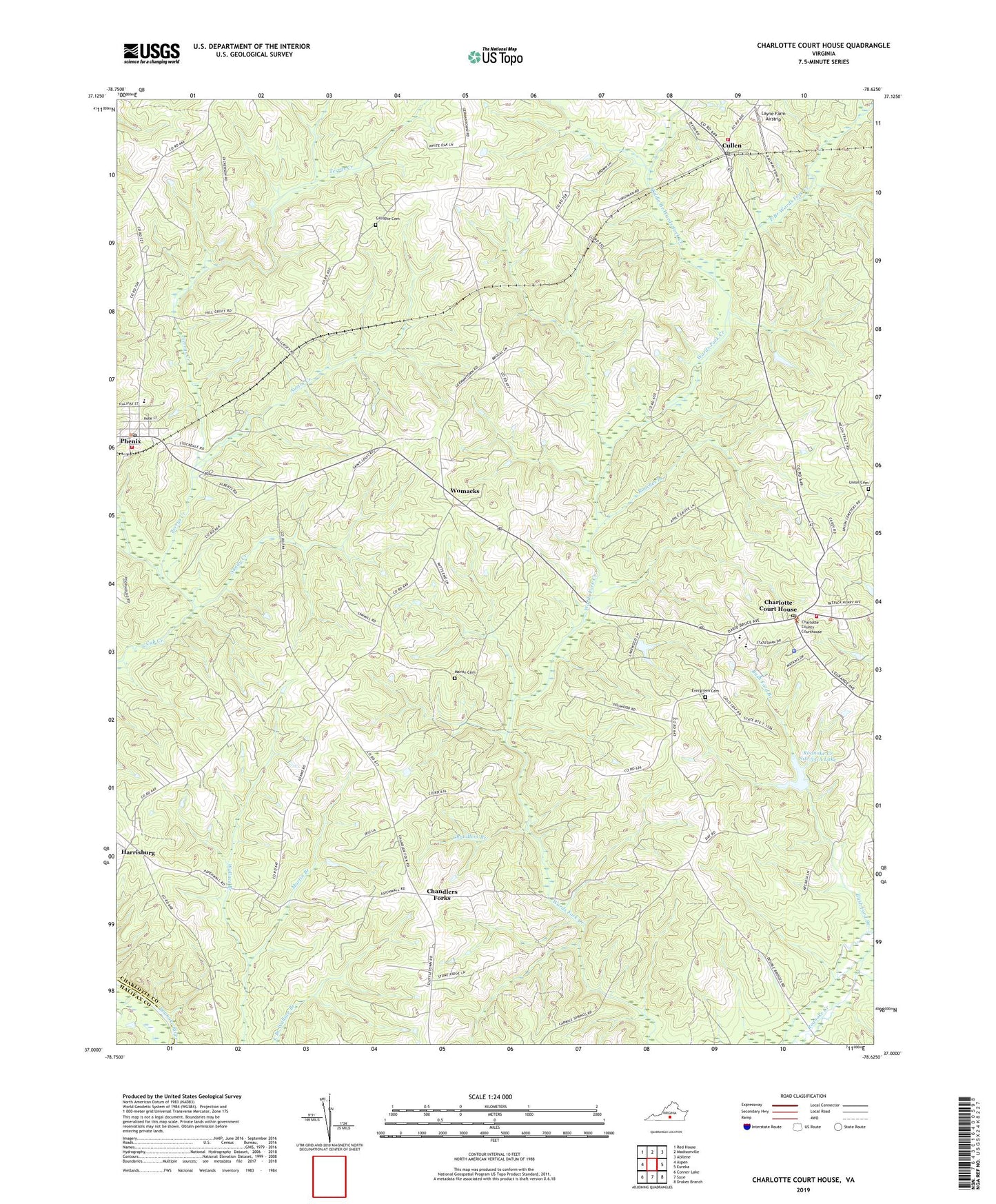 Charlotte Court House Virginia US Topo Map Image