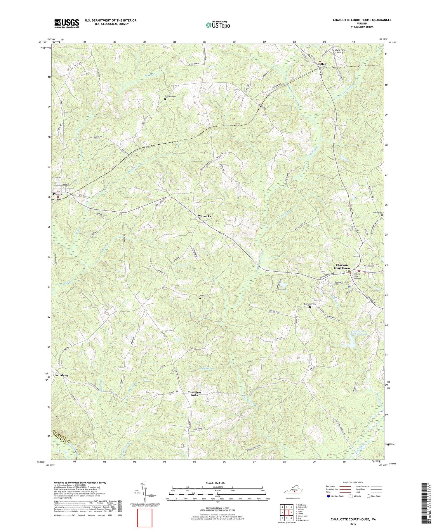 Charlotte Court House Virginia US Topo Map Image