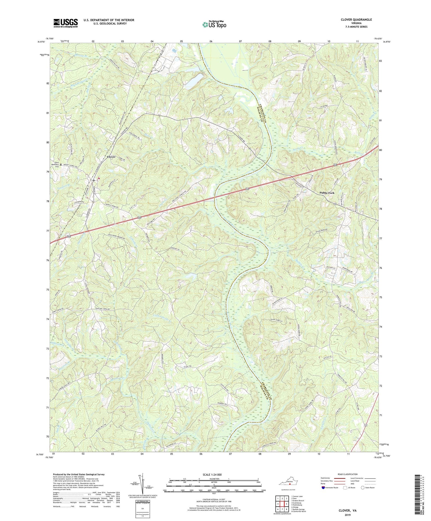 Clover Virginia US Topo Map Image