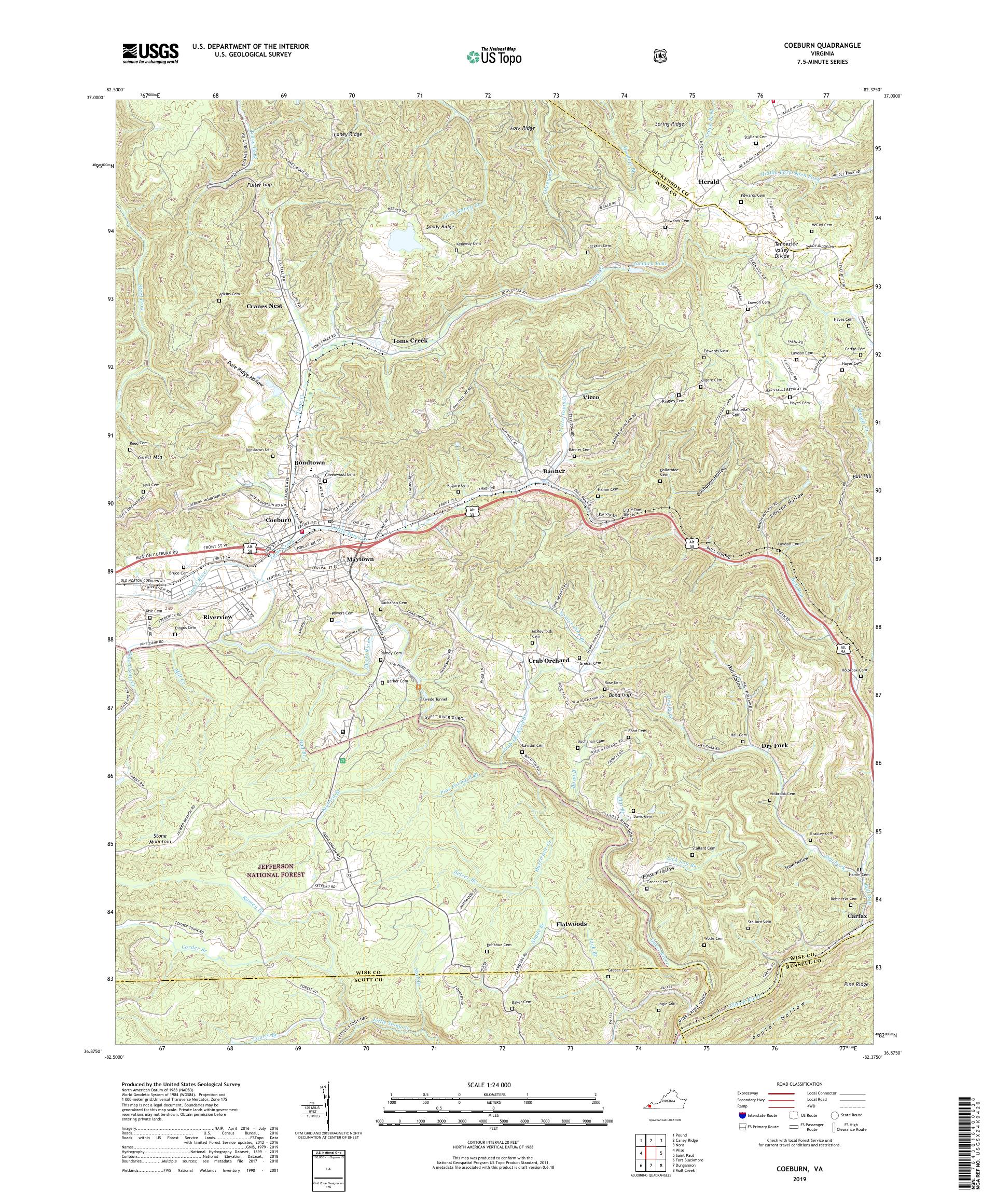 Coeburn Virginia US Topo Map – MyTopo Map Store
