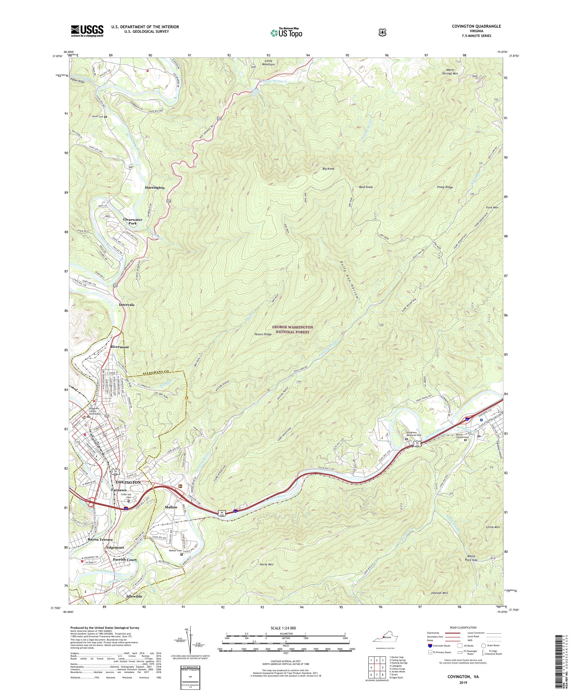 Covington Virginia US Topo Map – MyTopo Map Store