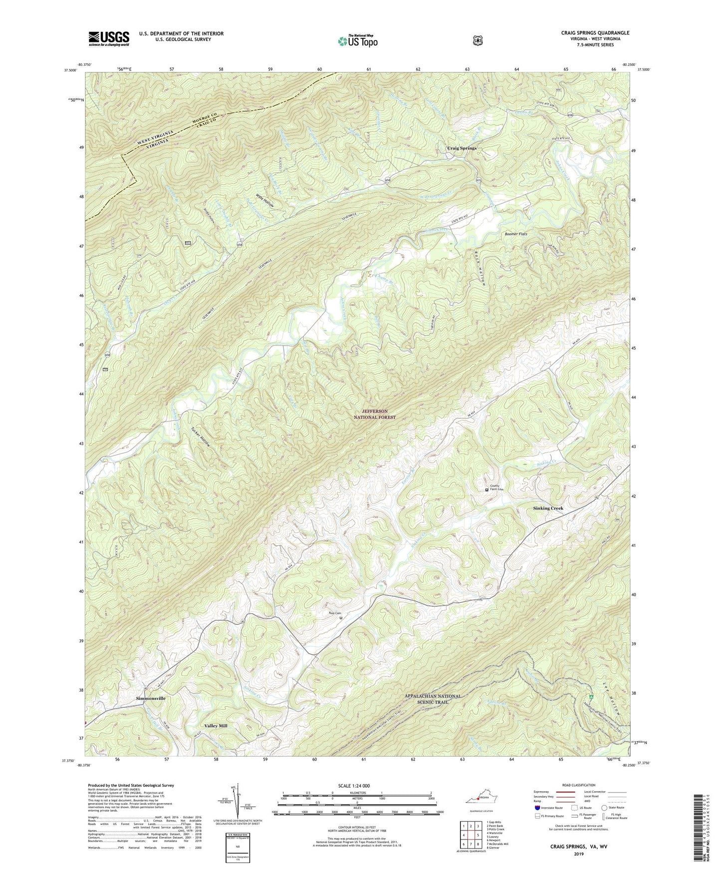 Craig Springs Virginia US Topo Map Image