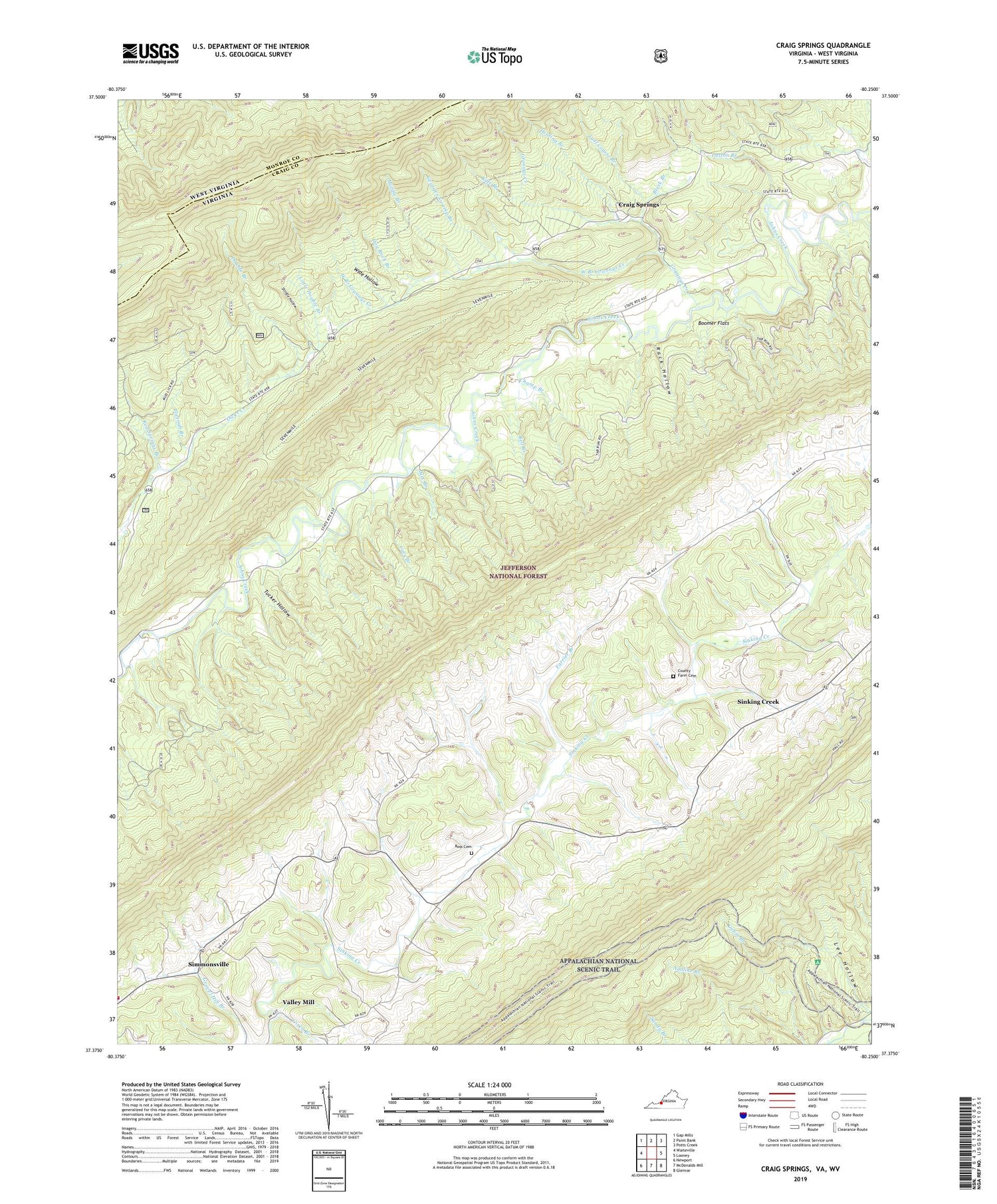 Craig Springs Virginia US Topo Map Image