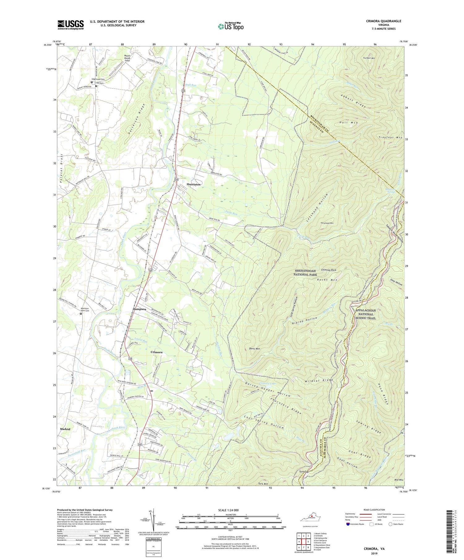 Crimora Virginia US Topo Map Image