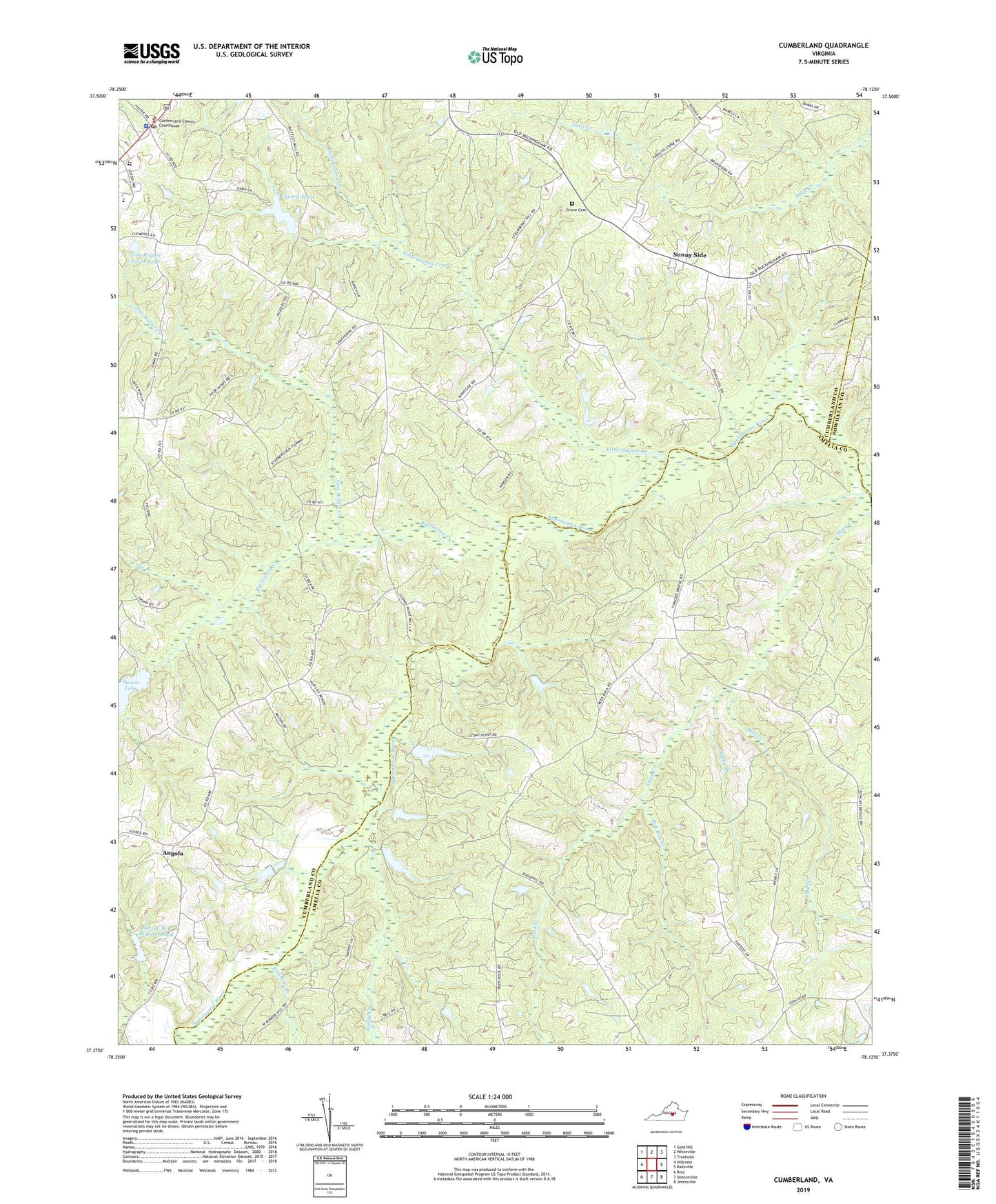 Cumberland Virginia US Topo Map Image