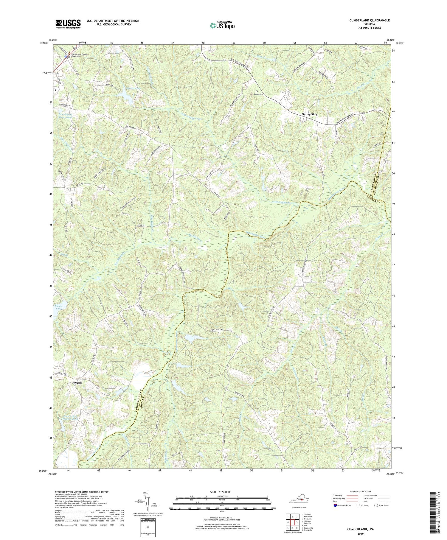 Cumberland Virginia US Topo Map Image