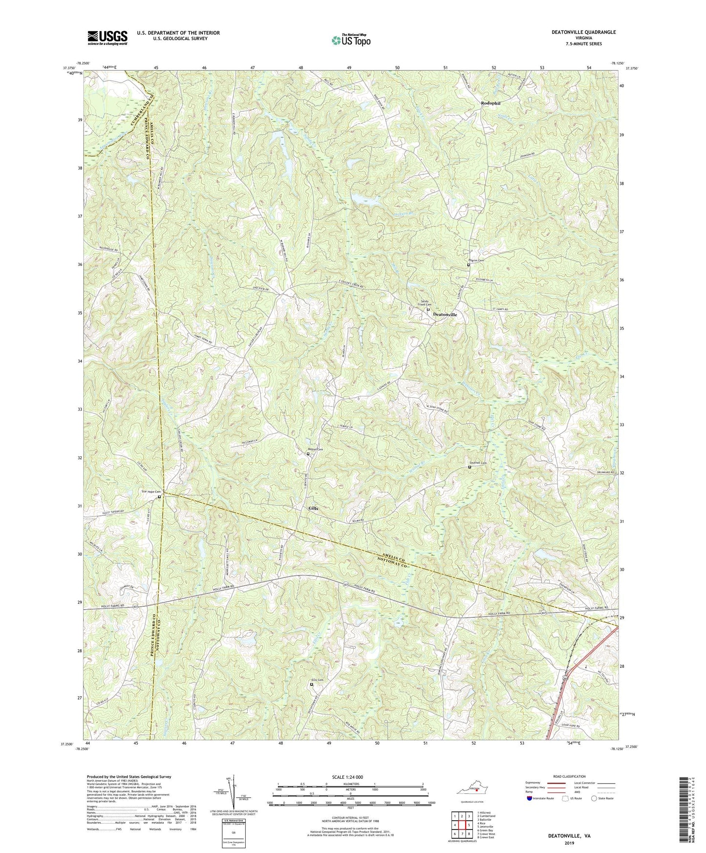 Deatonville Virginia US Topo Map Image