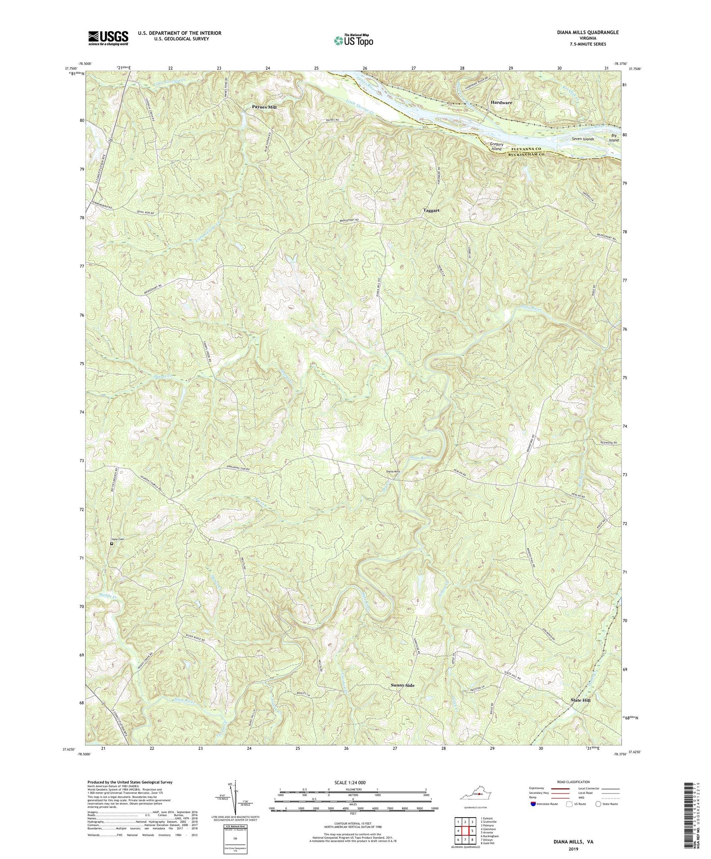 Diana Mills Virginia US Topo Map Image