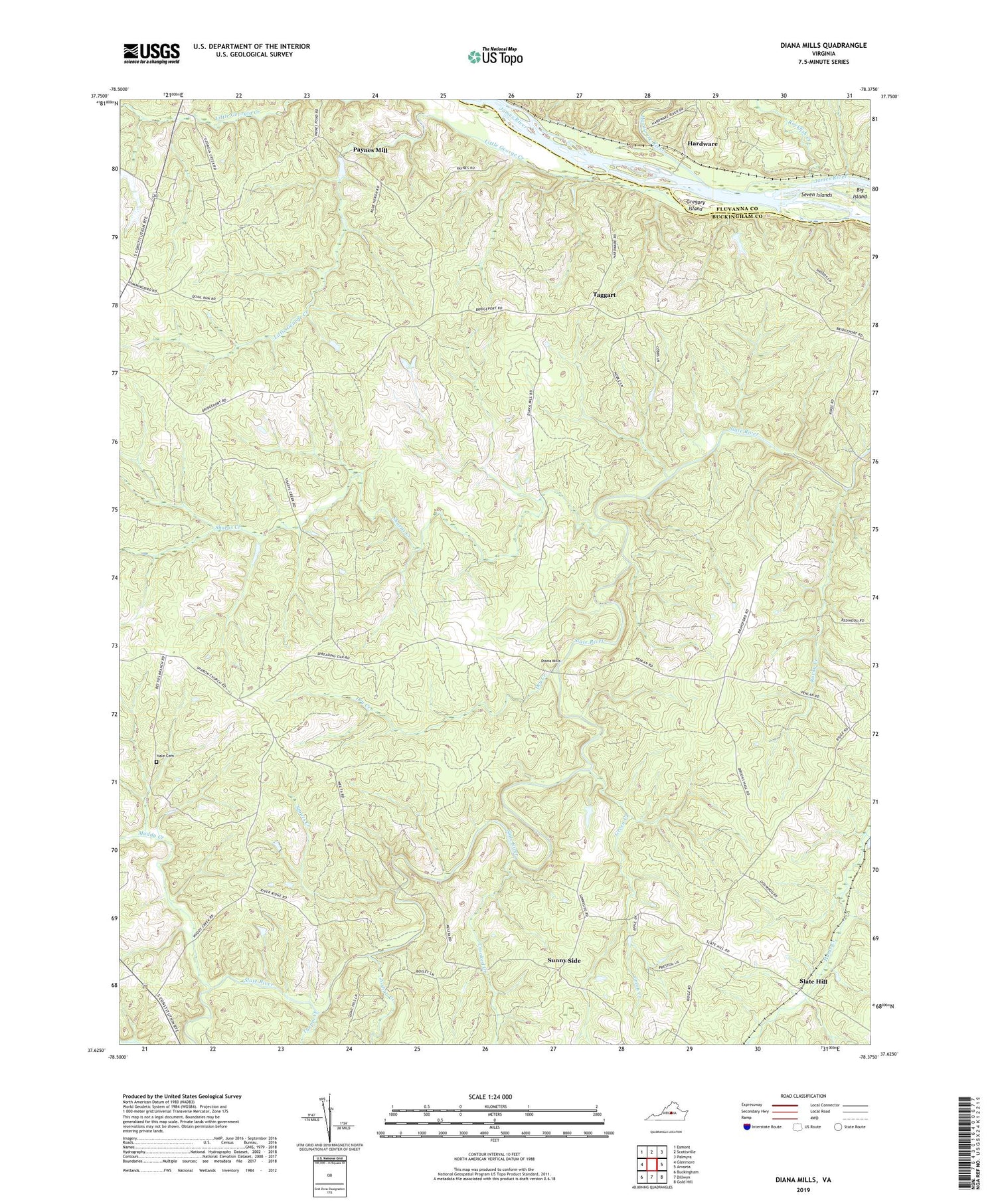 Diana Mills Virginia US Topo Map Image