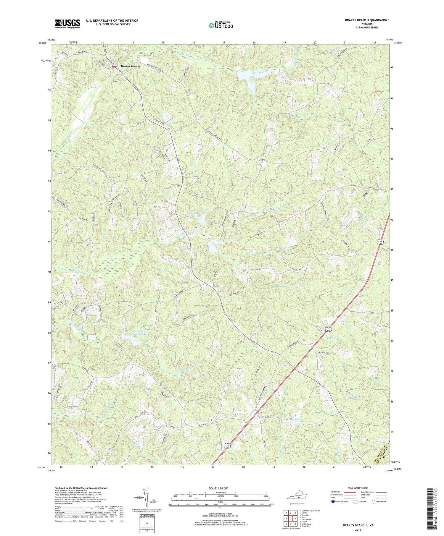 Drakes Branch Virginia US Topo Map Image