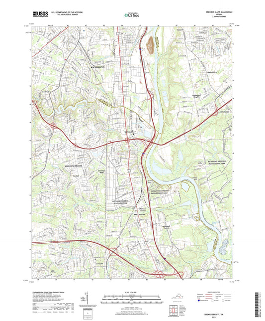 Drewrys Bluff Virginia US Topo Map Image