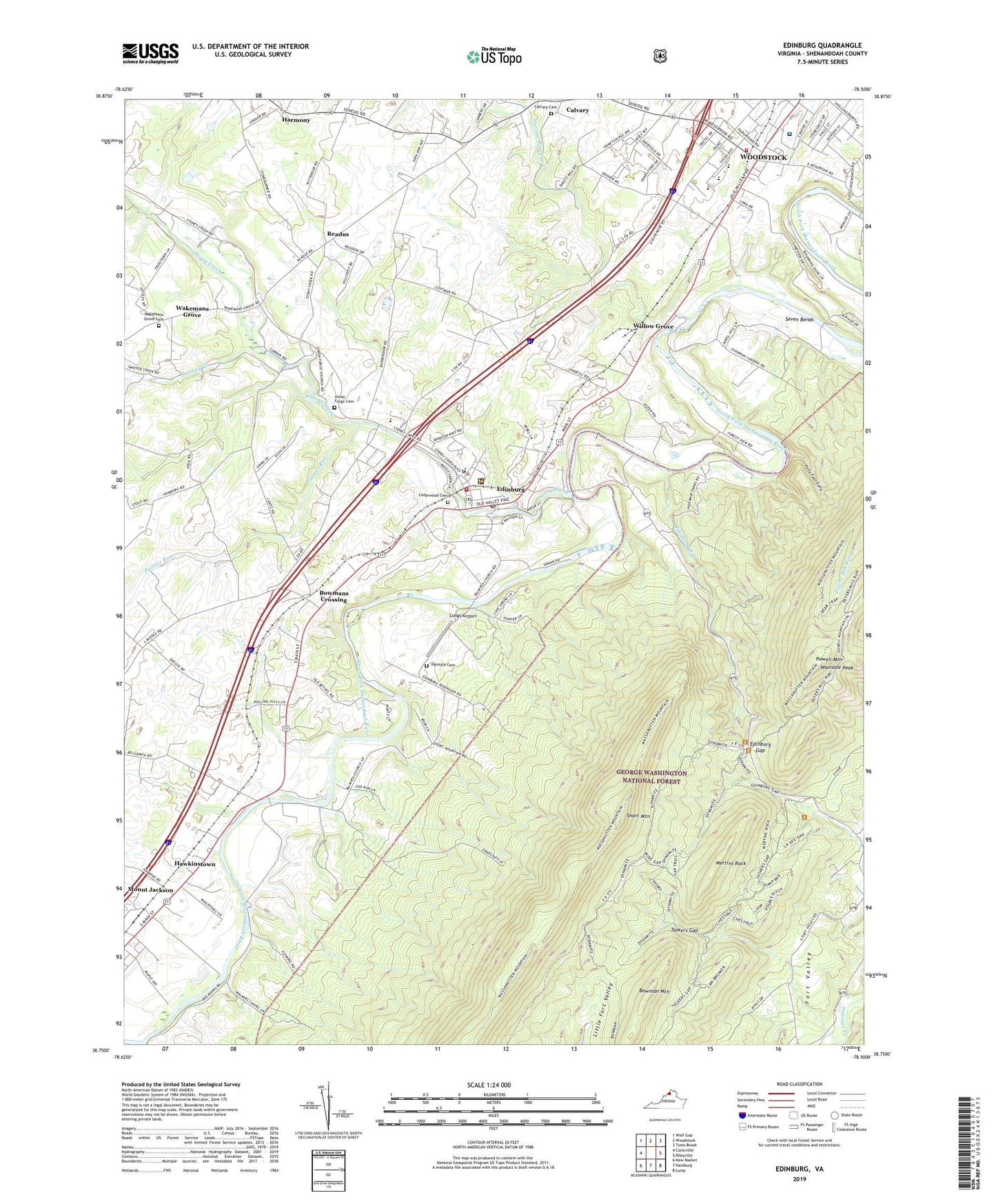 Edinburg Virginia US Topo Map Image