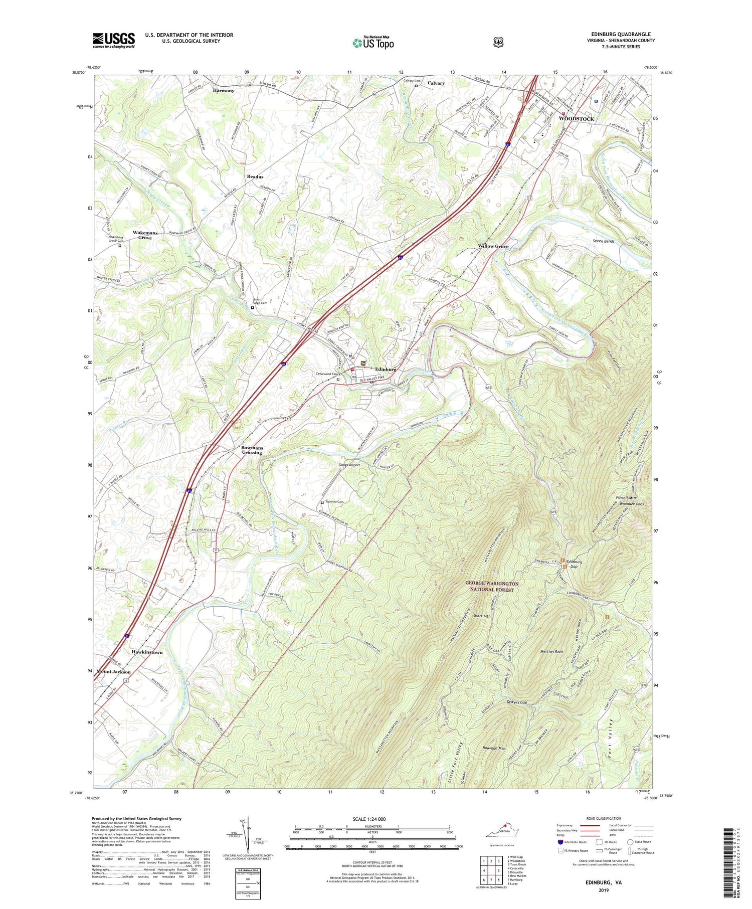 Edinburg Virginia US Topo Map Image