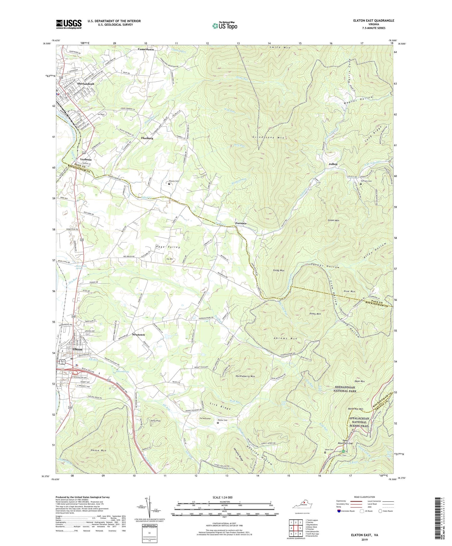Elkton East Virginia US Topo Map Image