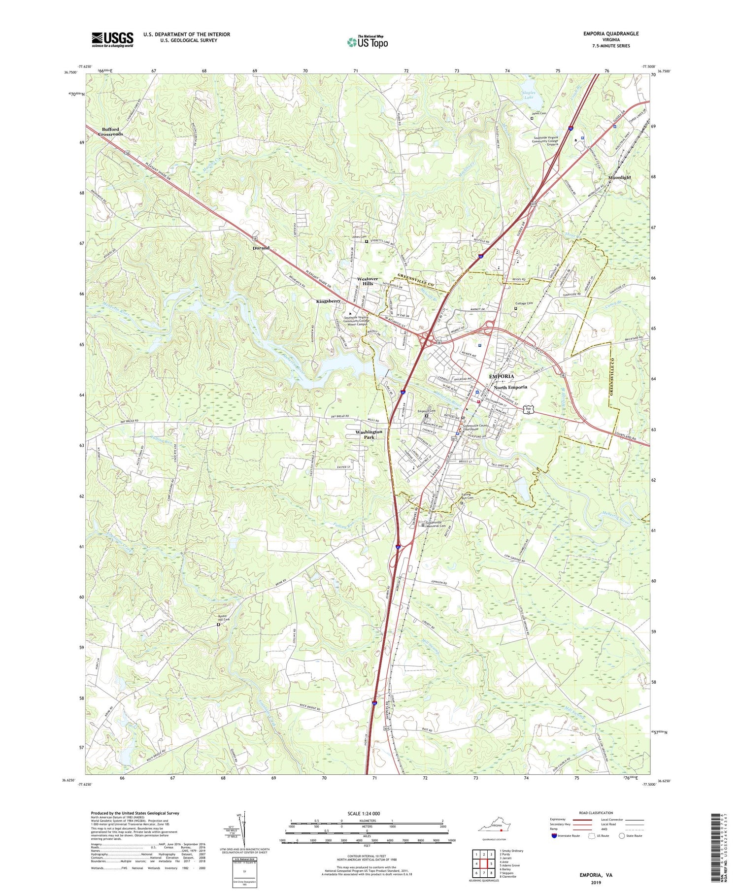 Emporia Virginia US Topo Map Image