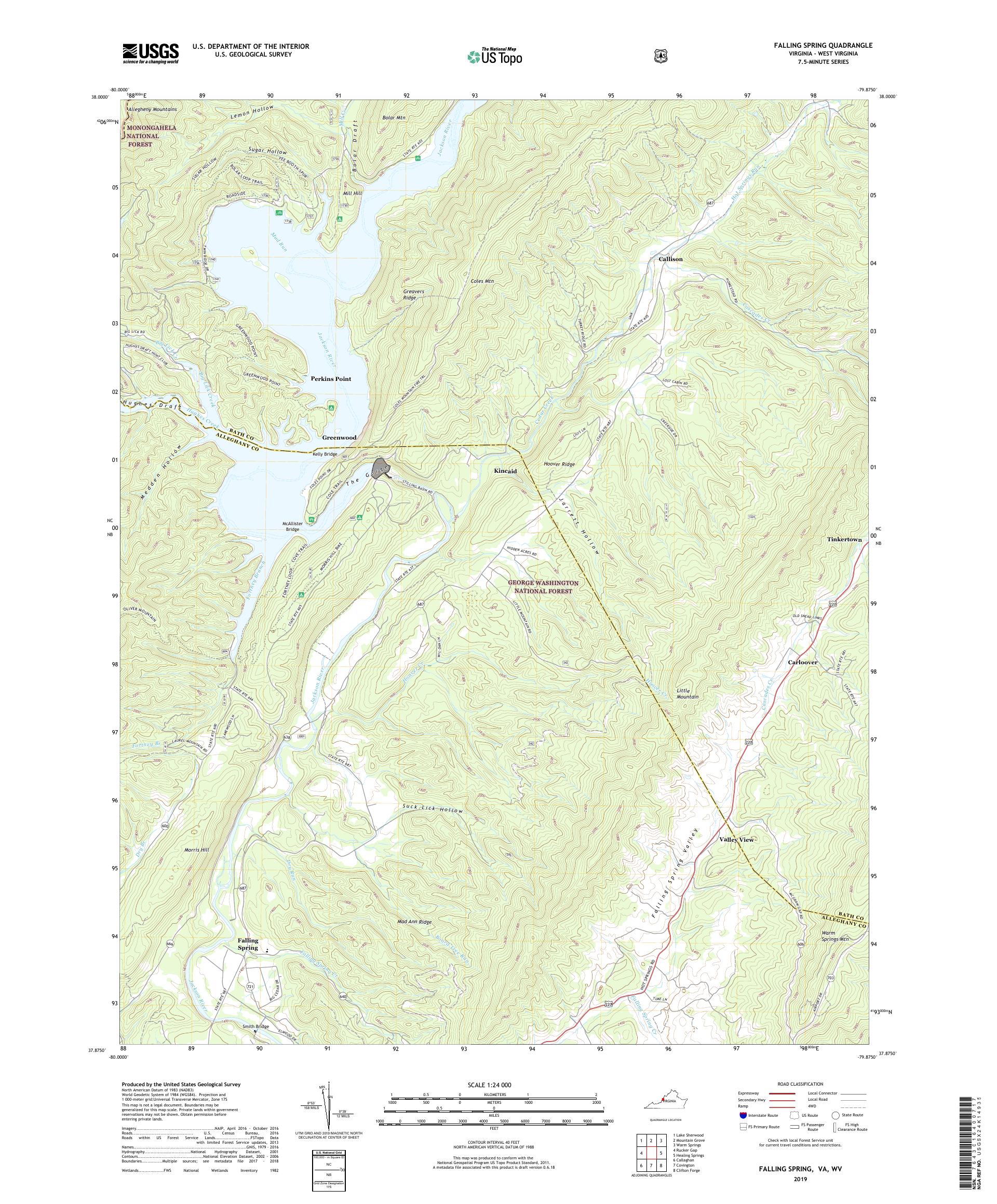 Falling Spring Virginia US Topo Map – MyTopo Map Store