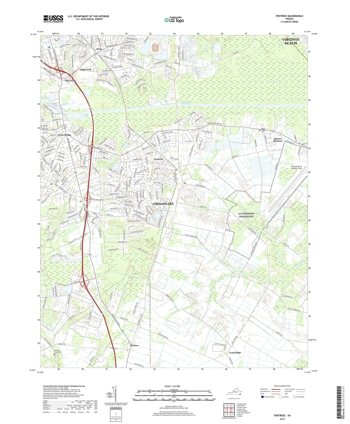 Fentress Virginia US Topo Map Image