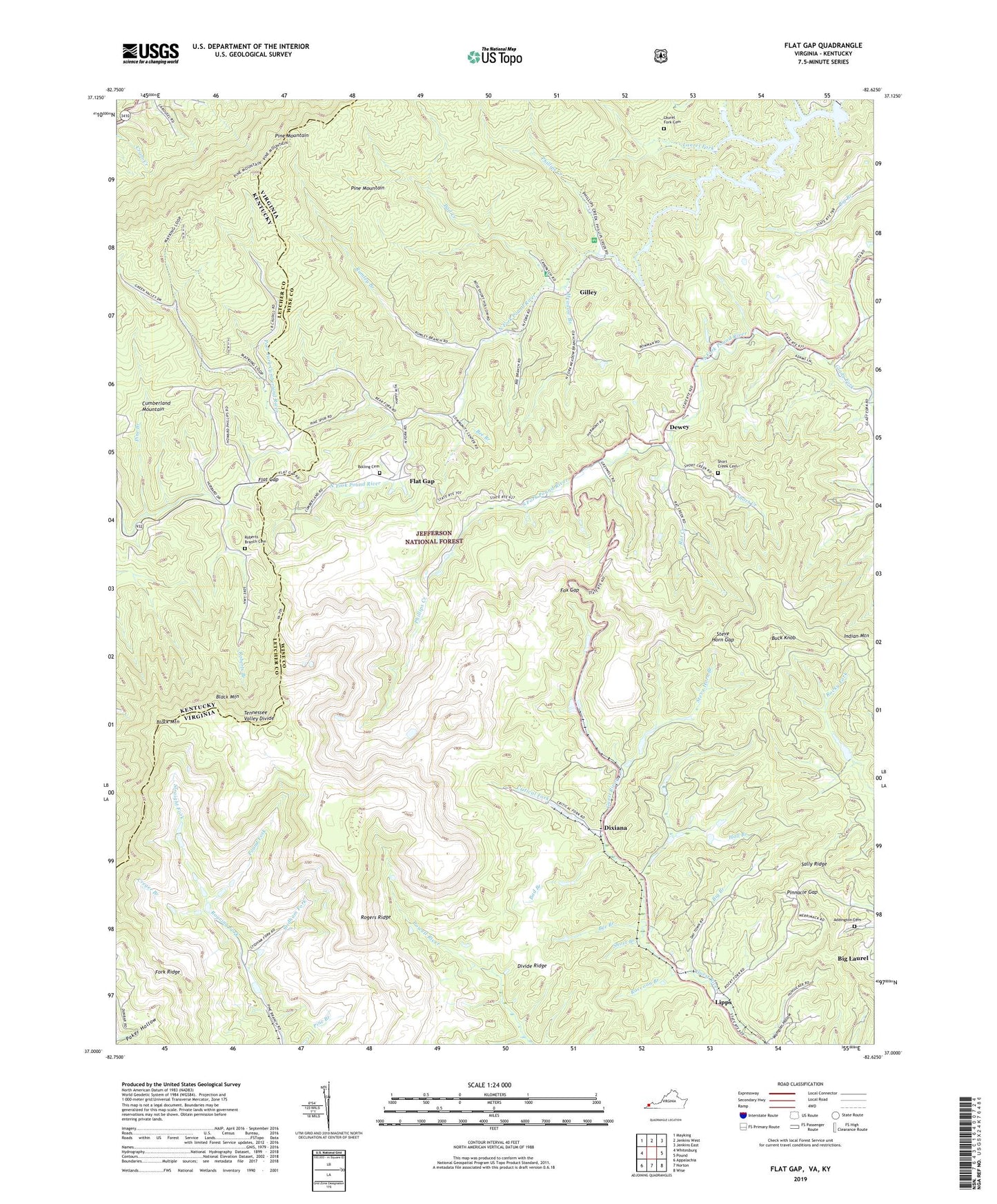 Flat Gap Virginia US Topo Map Image