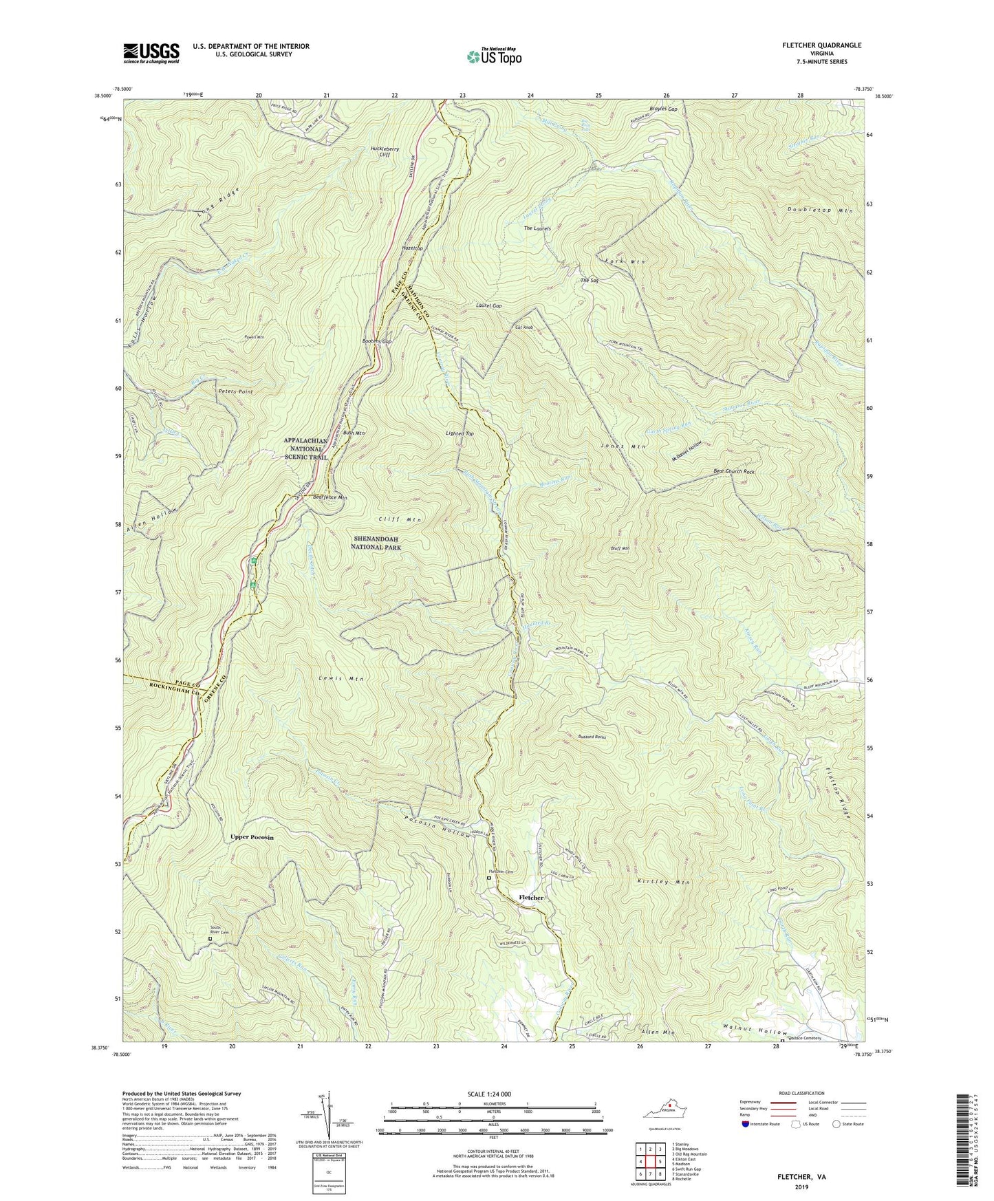 Fletcher Virginia US Topo Map Image