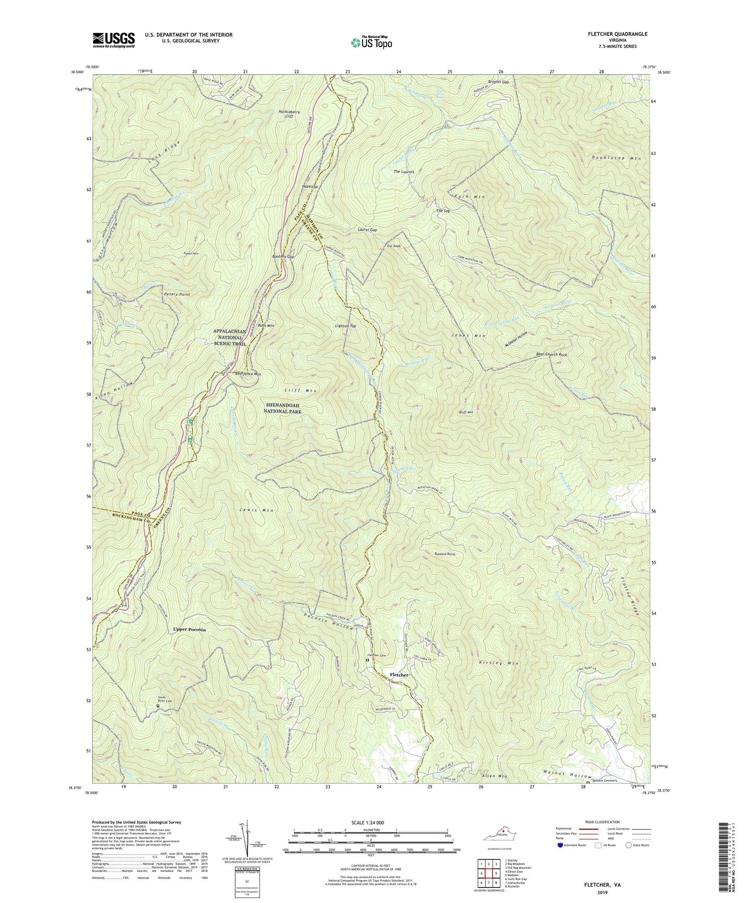 Fletcher Virginia US Topo Map Image