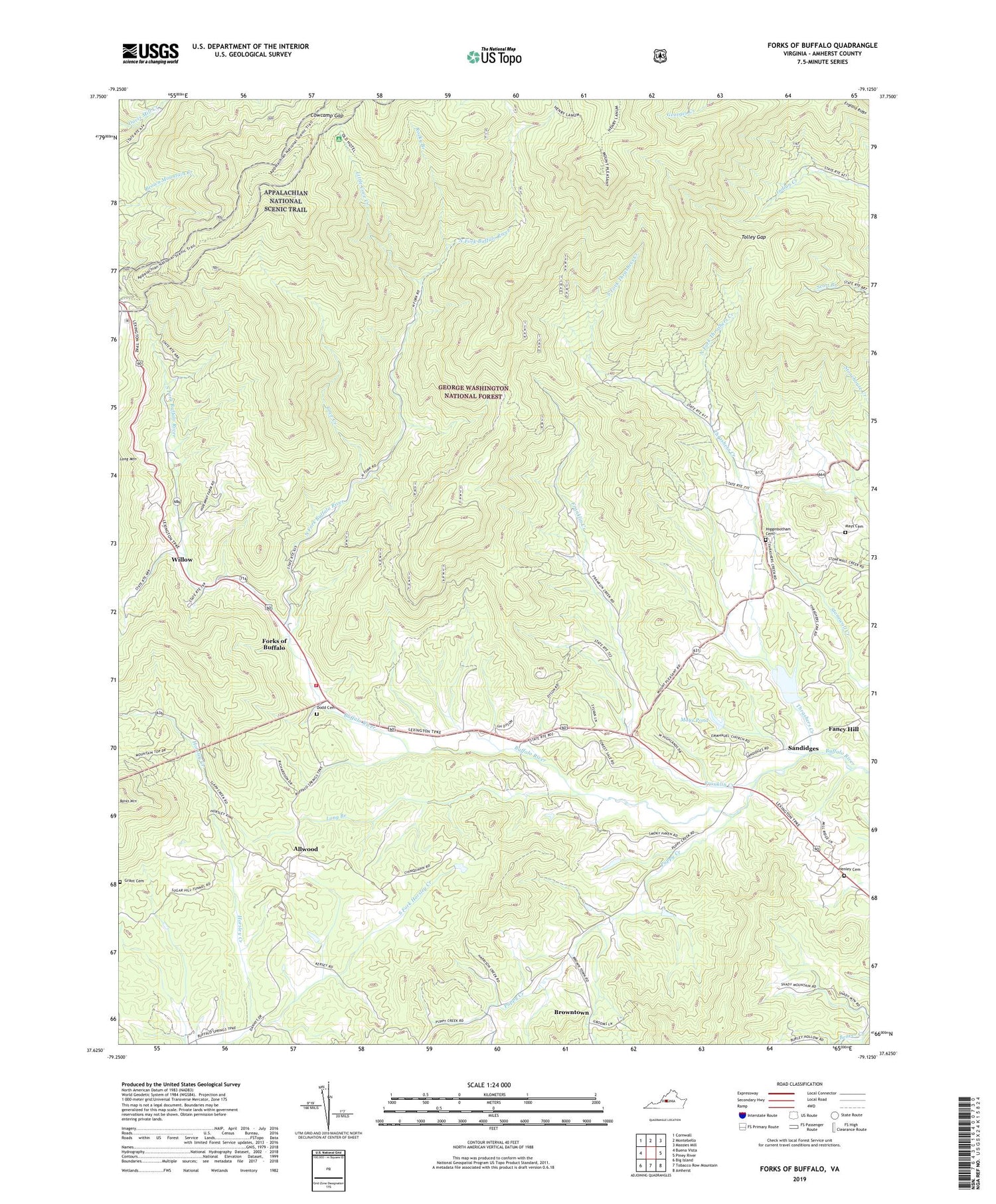 Forks of Buffalo Virginia US Topo Map Image
