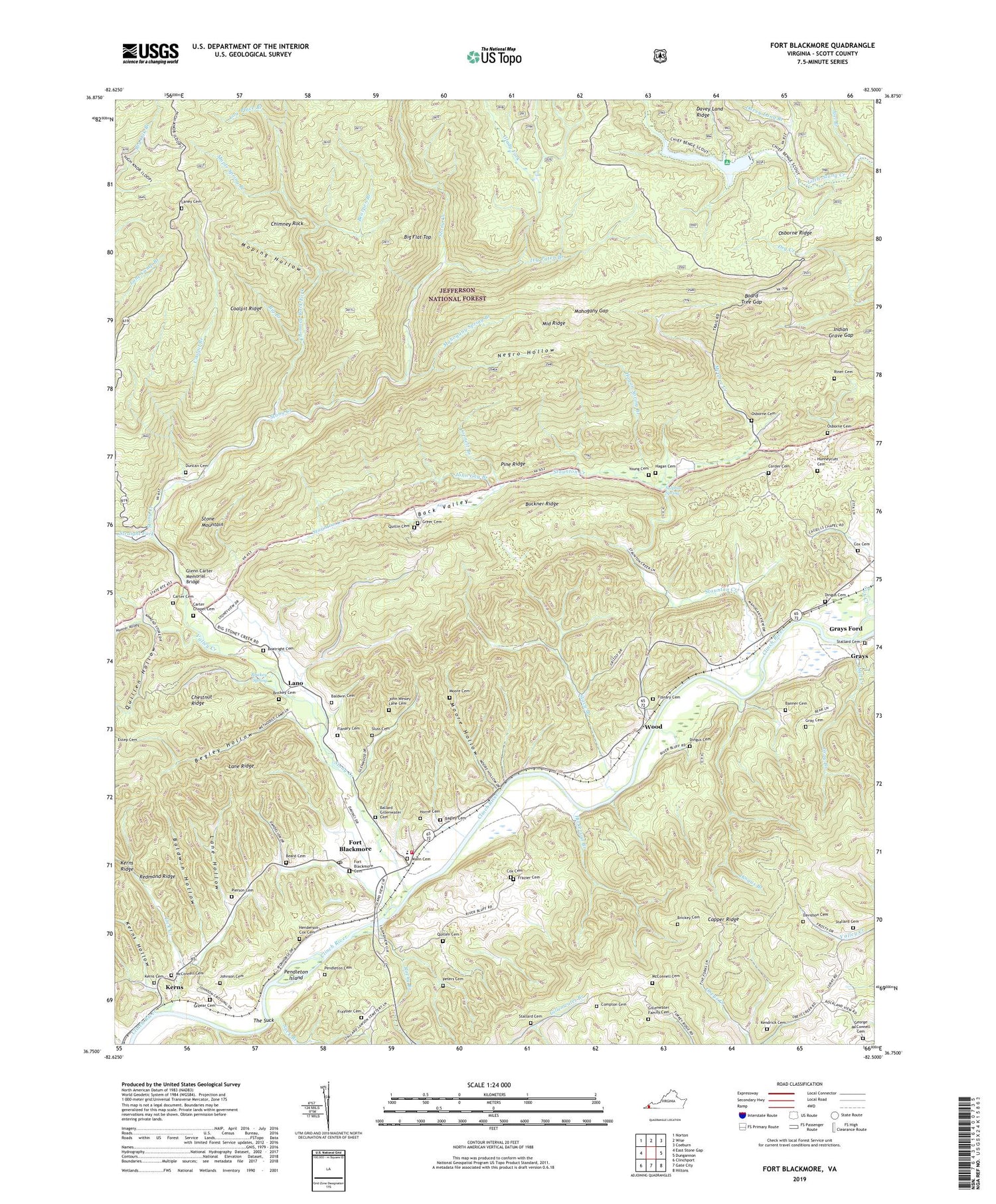 Fort Blackmore Virginia US Topo Map Image
