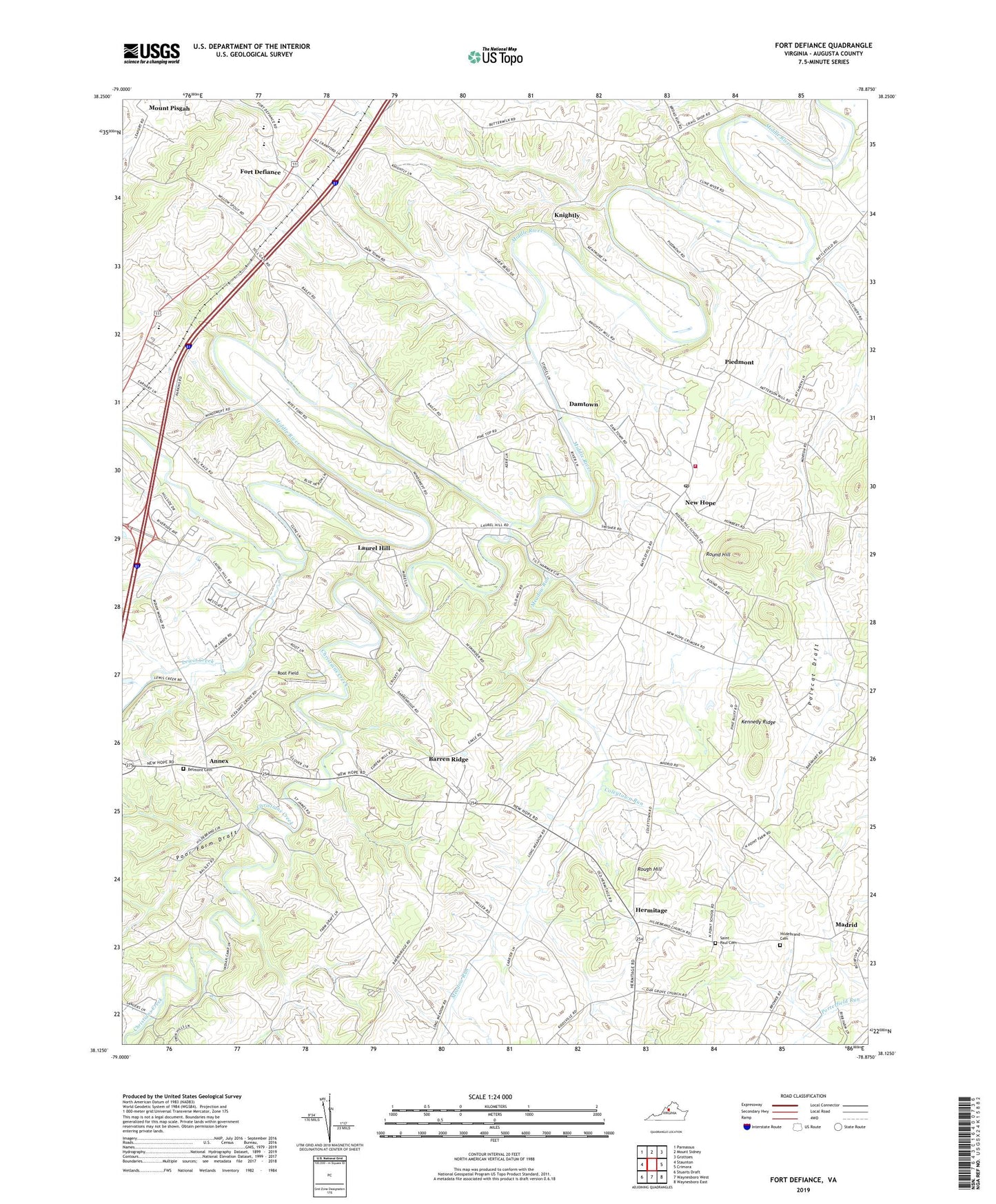 Fort Defiance Virginia US Topo Map Image