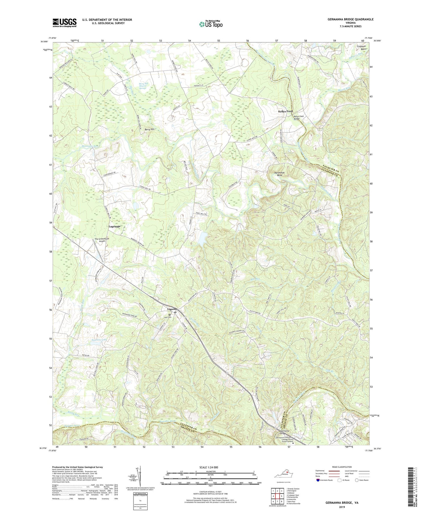 Germanna Bridge Virginia US Topo Map Image