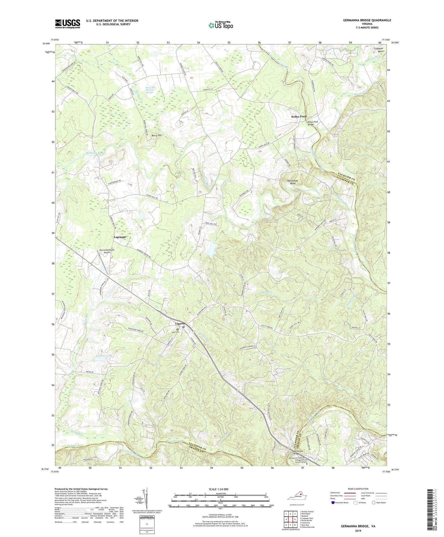 Germanna Bridge Virginia US Topo Map Image