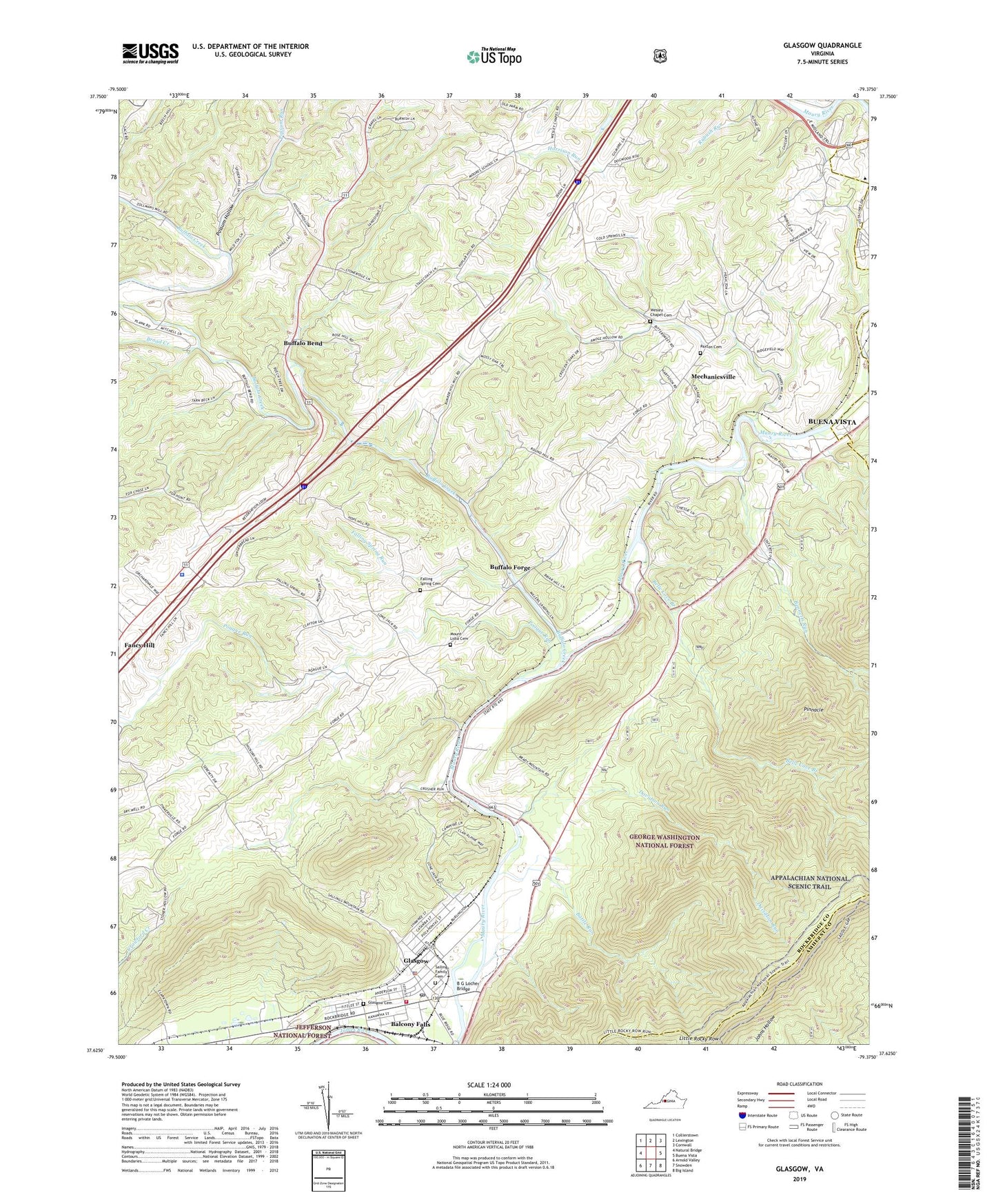 Glasgow Virginia US Topo Map Image