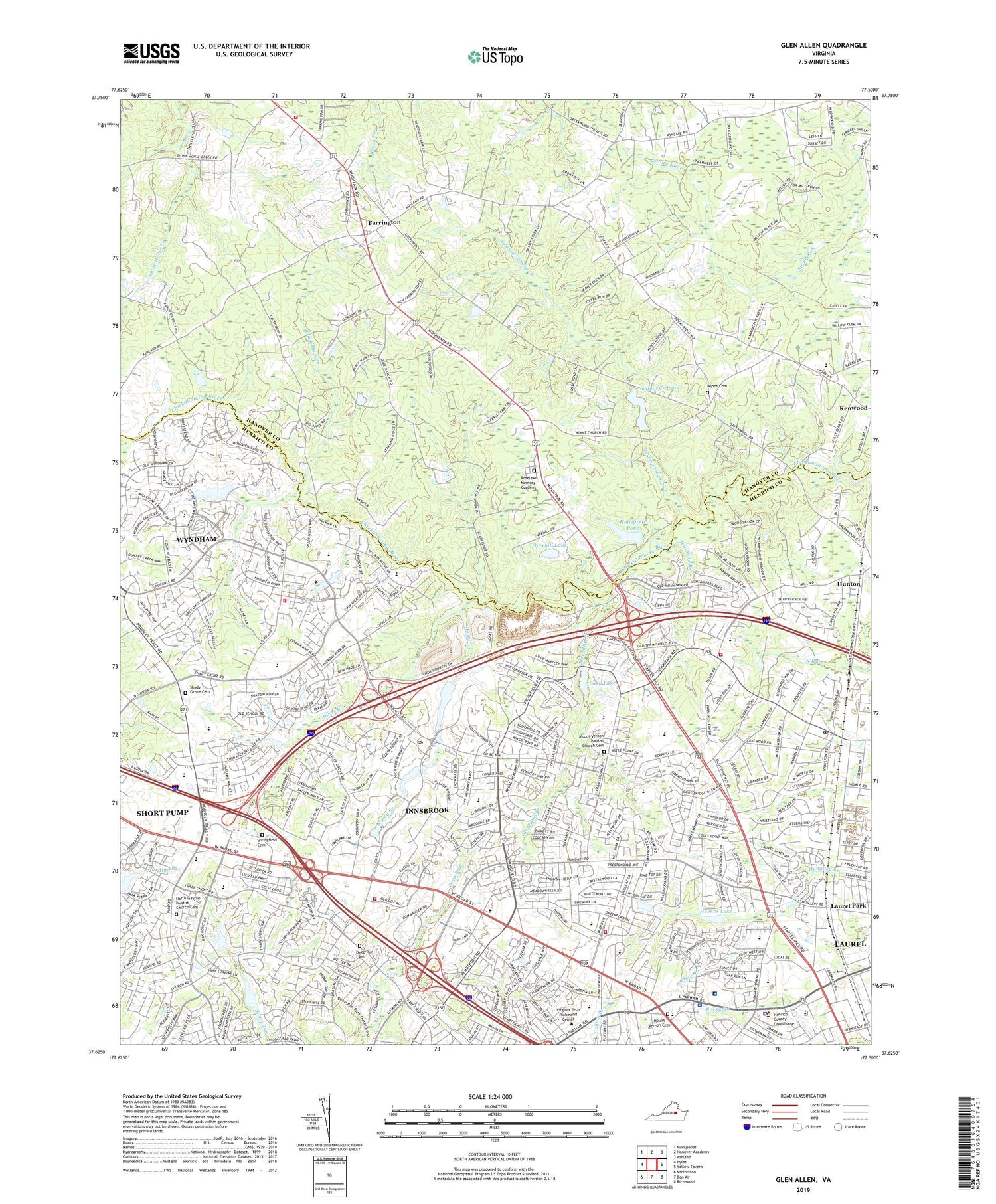 Glen Allen Virginia US Topo Map Image