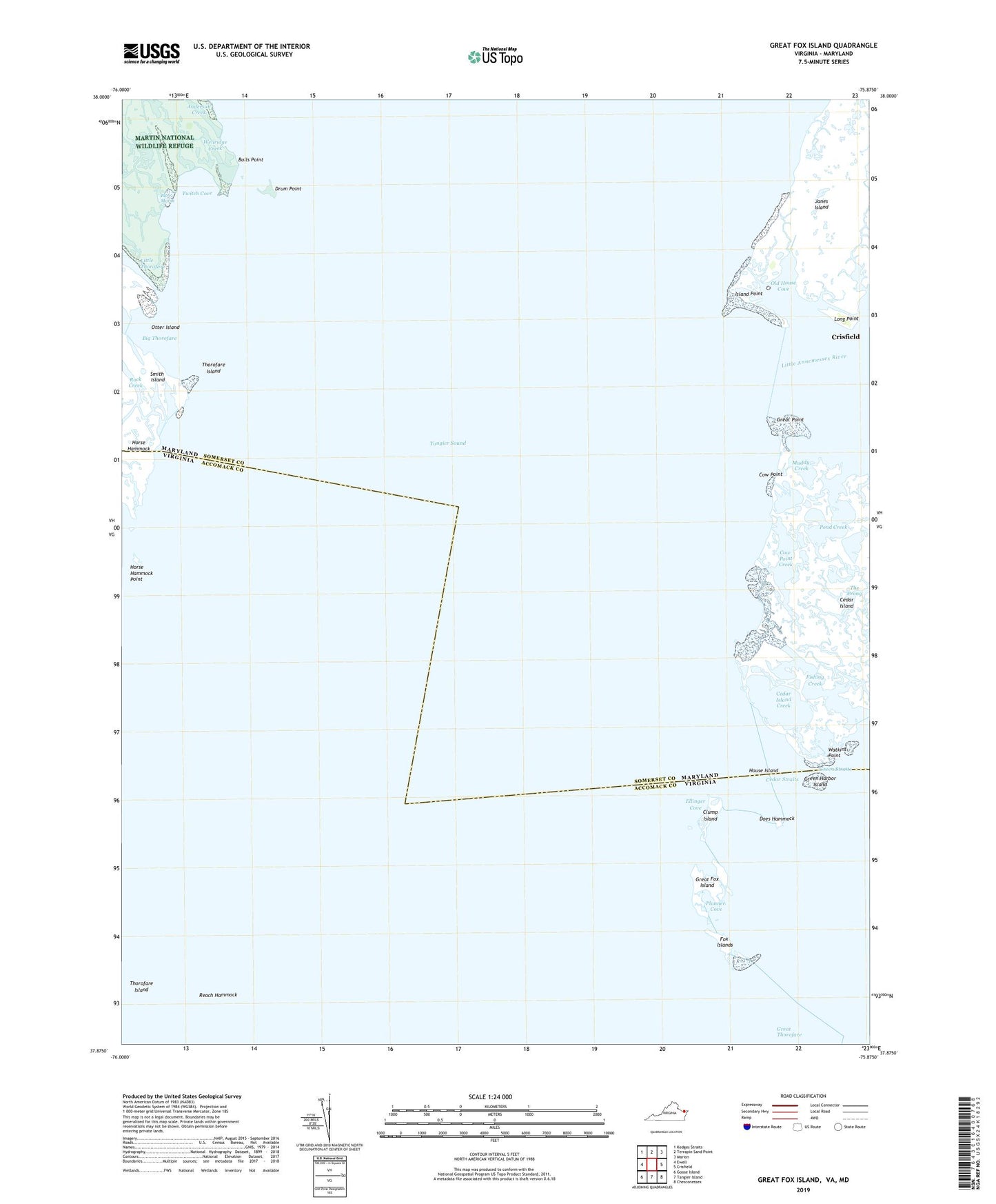 Great Fox Island Virginia US Topo Map Image