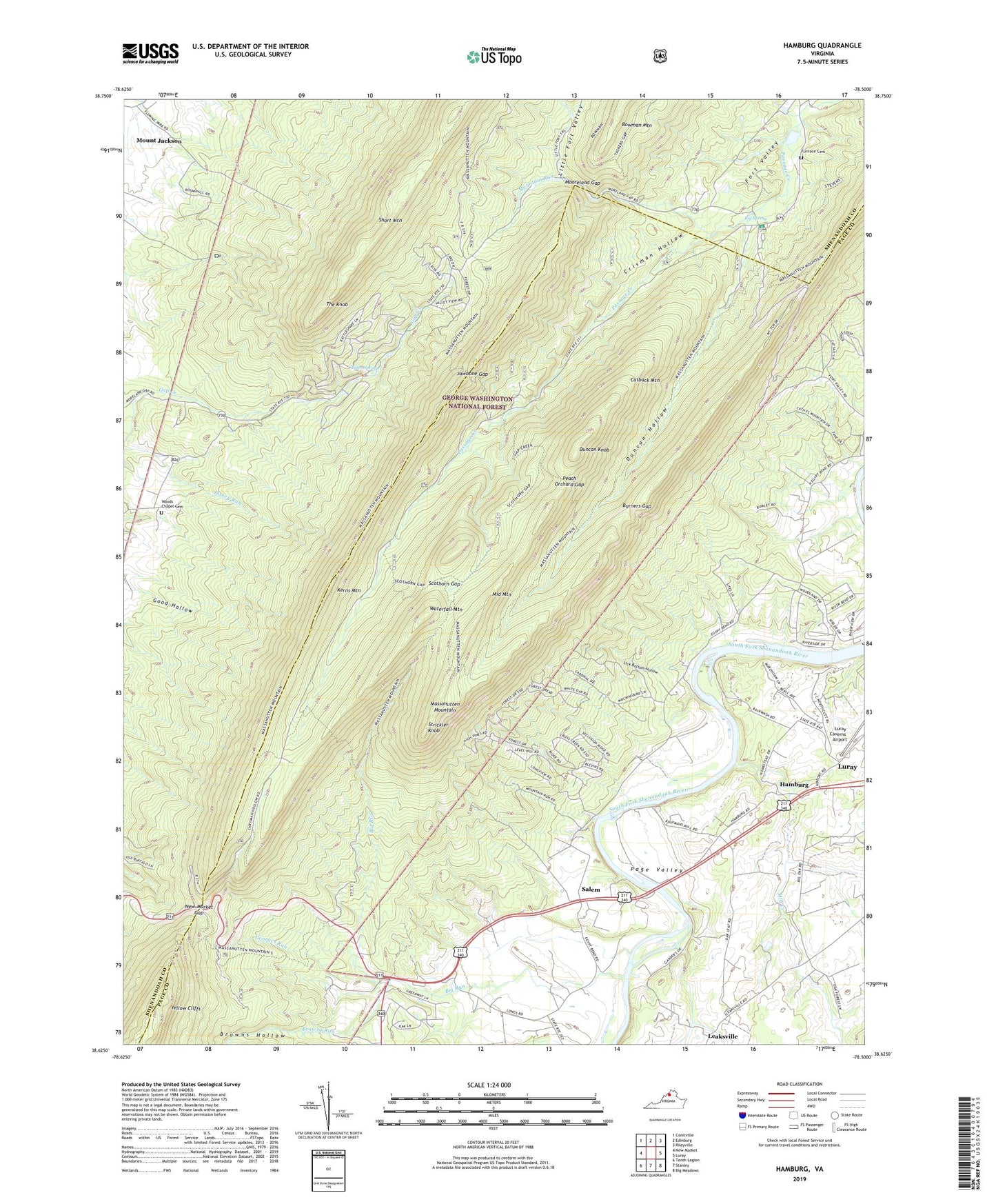 Hamburg Virginia US Topo Map Image