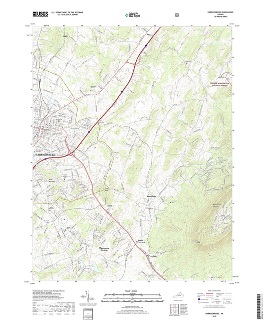 Harrisonburg Virginia US Topo Map Image