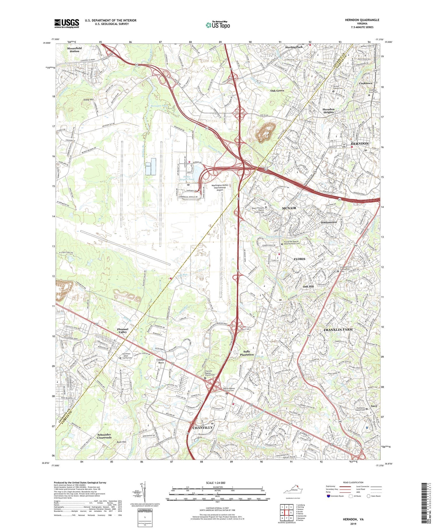 Herndon Virginia US Topo Map Image