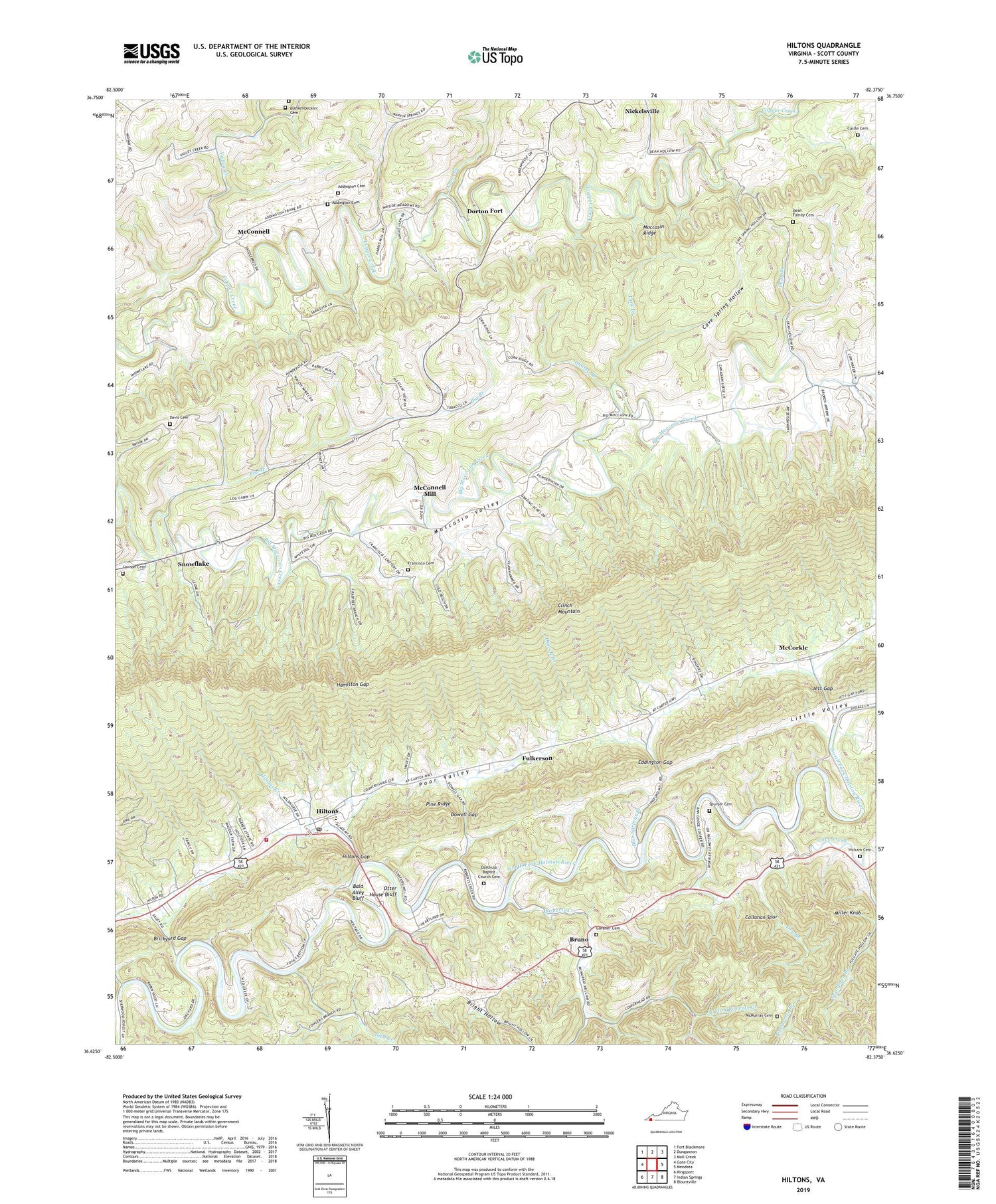 Hiltons Virginia US Topo Map Image
