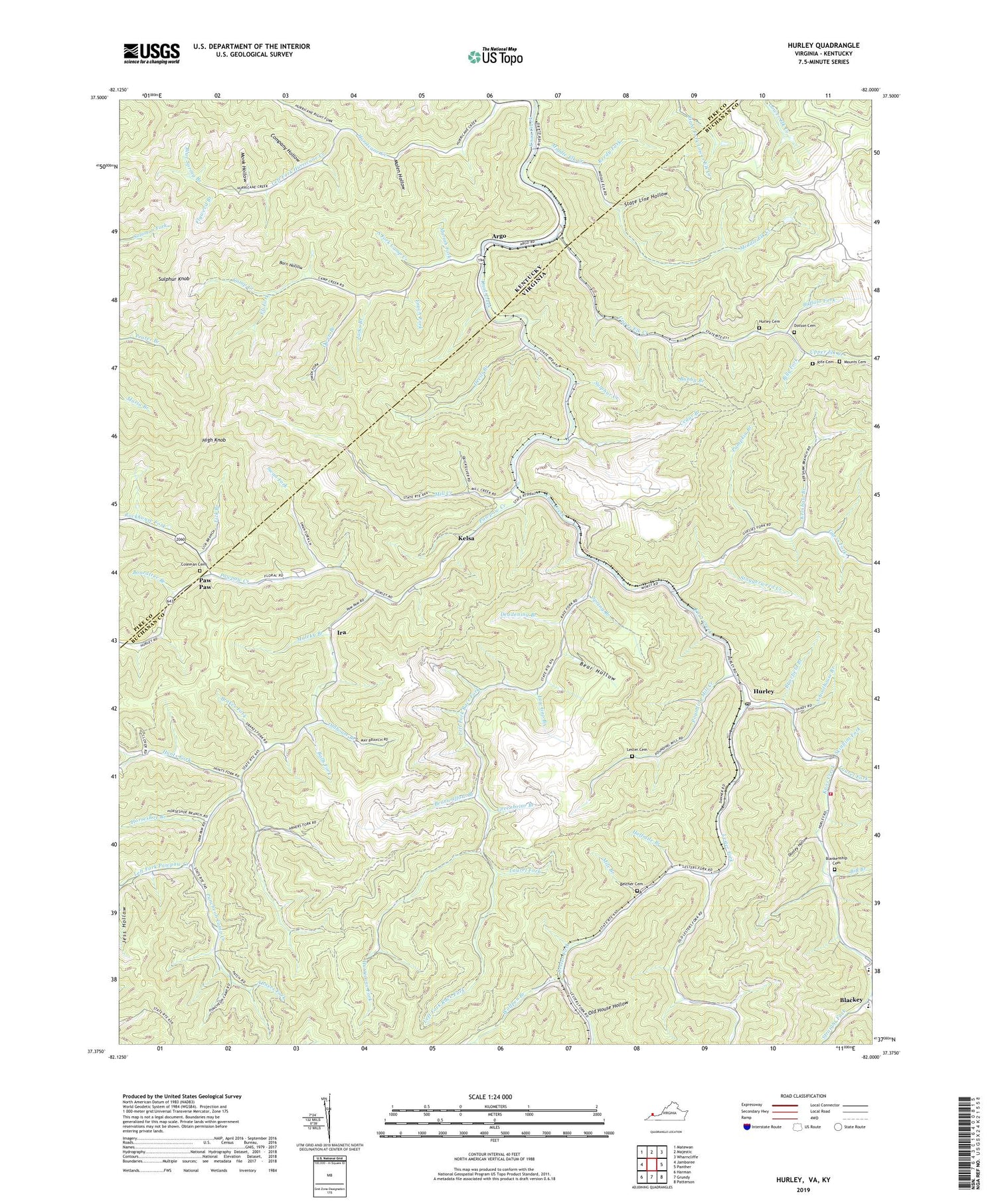 Hurley Virginia US Topo Map Image
