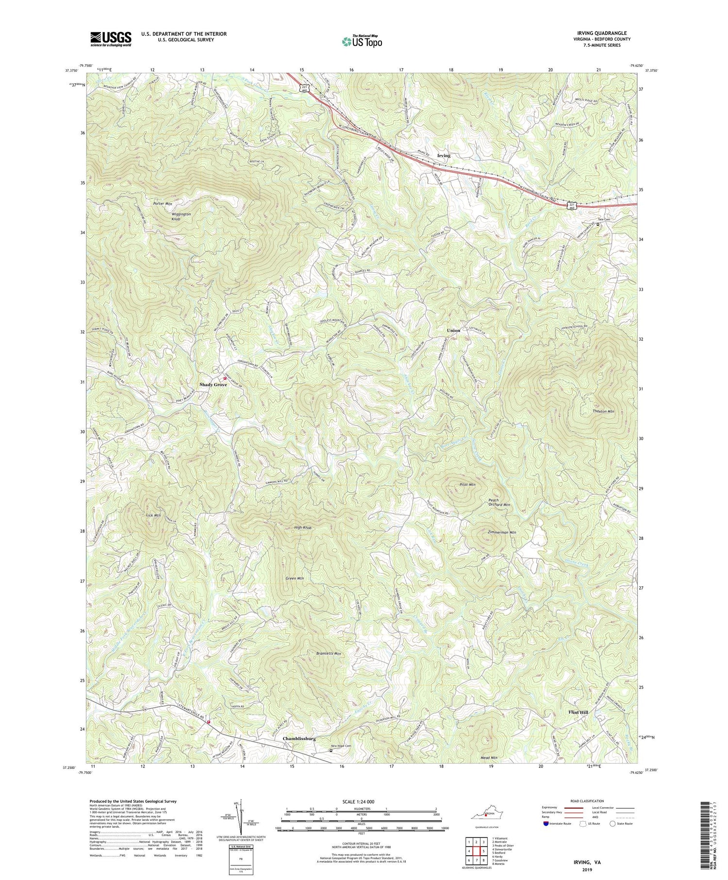 Irving Virginia US Topo Map Image