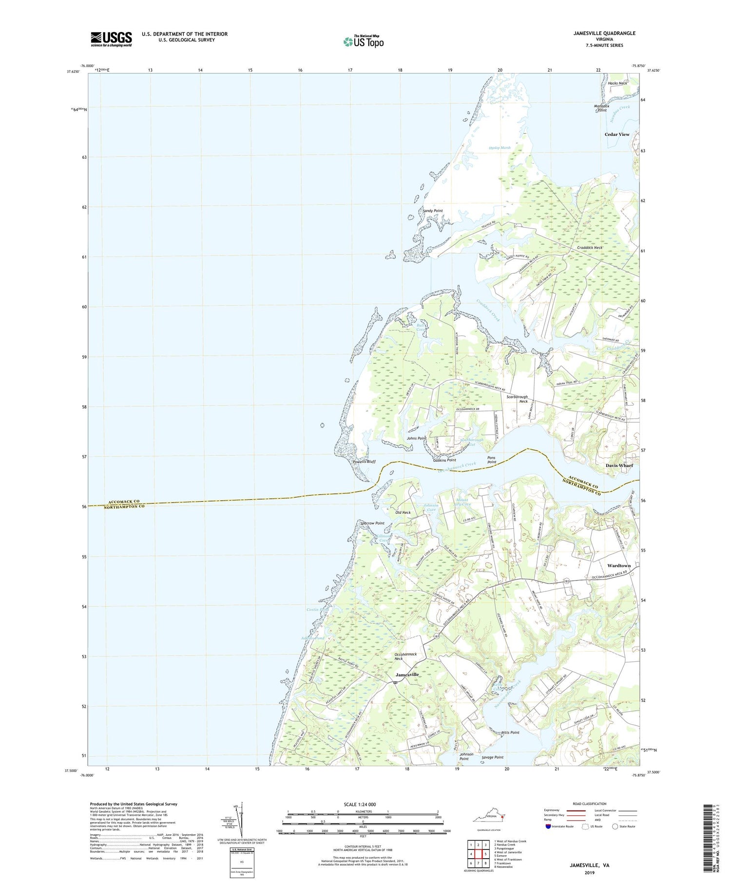 Jamesville Virginia US Topo Map Image