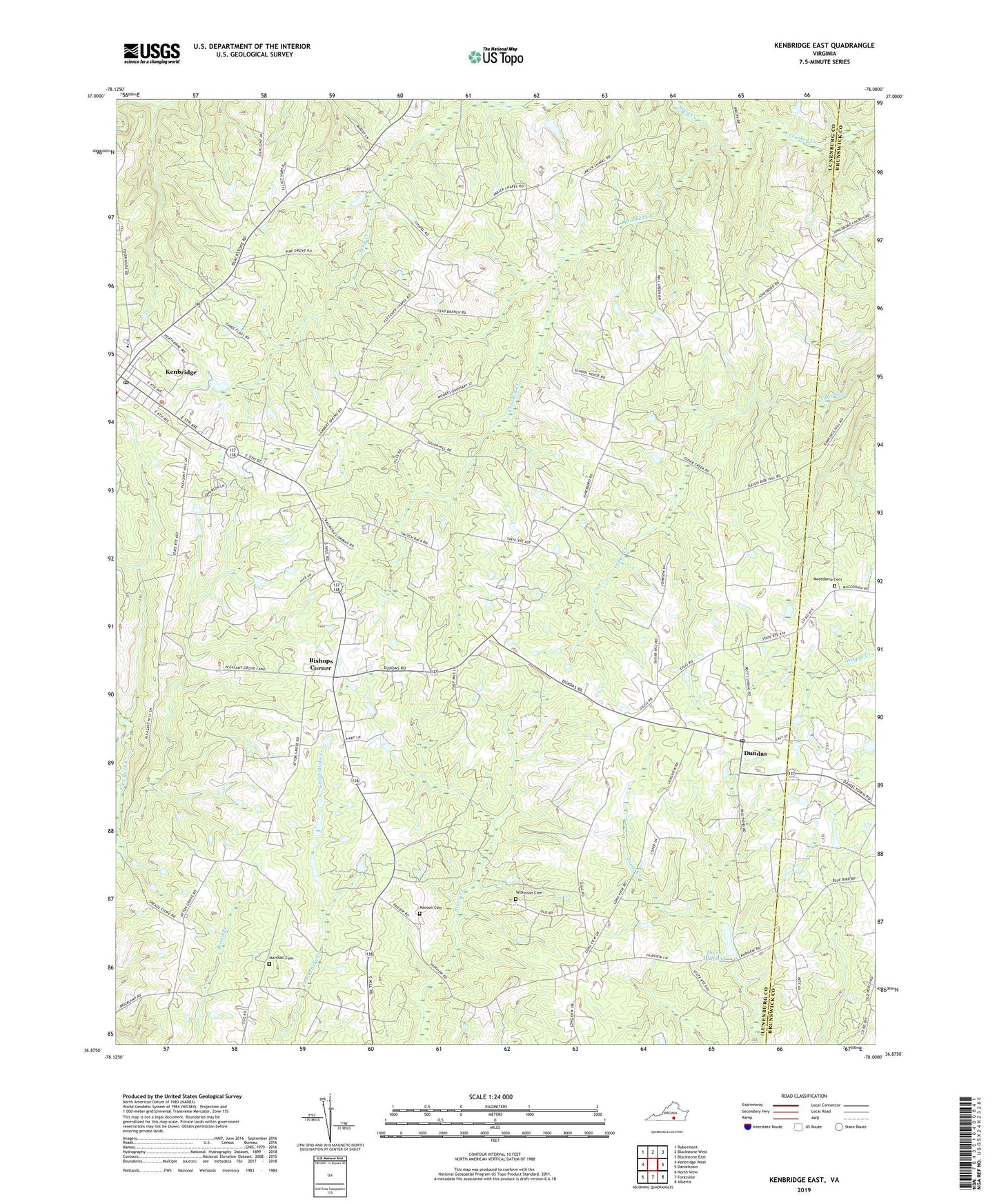 Kenbridge East Virginia US Topo Map Image
