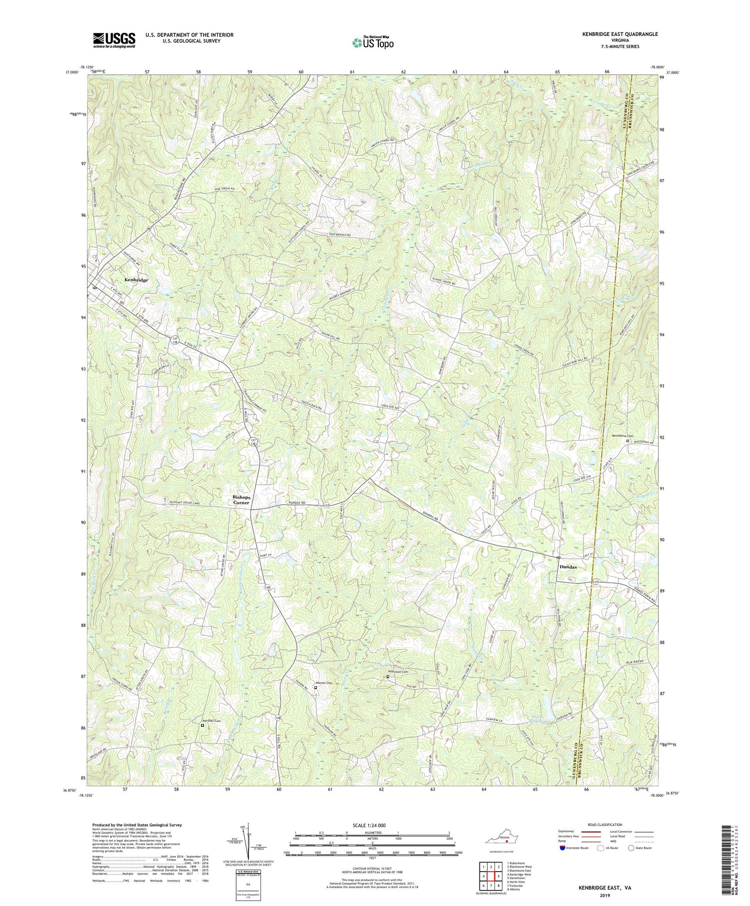 Kenbridge East Virginia US Topo Map Image