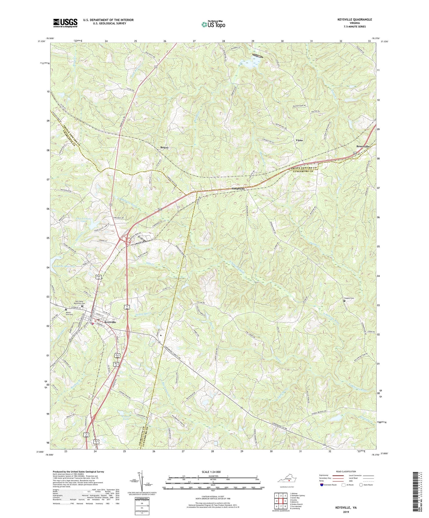 Keysville Virginia US Topo Map Image