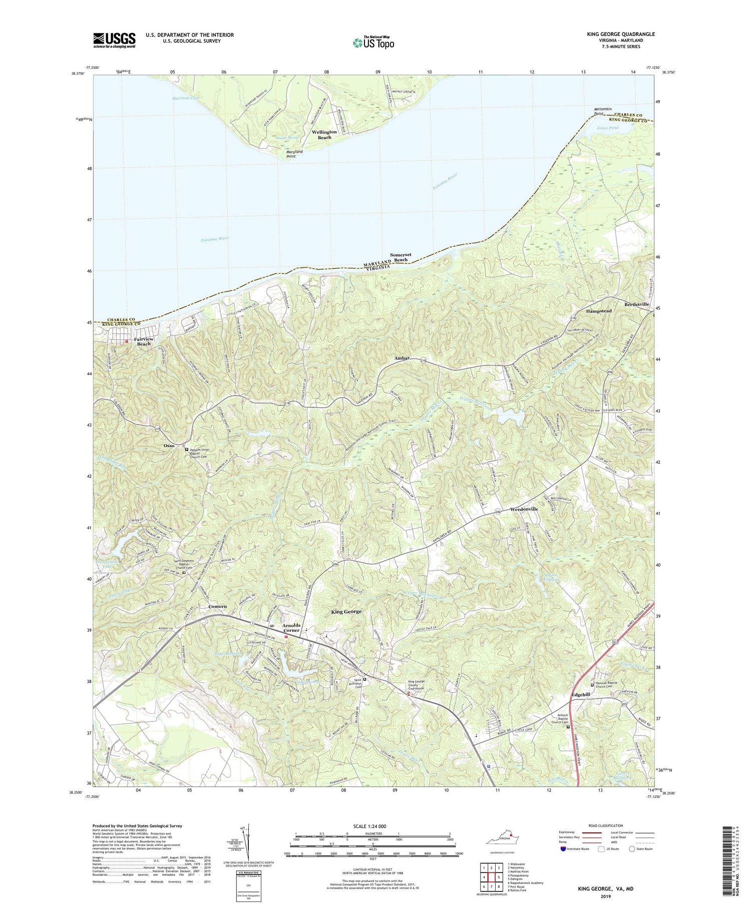 King George Virginia US Topo Map Image