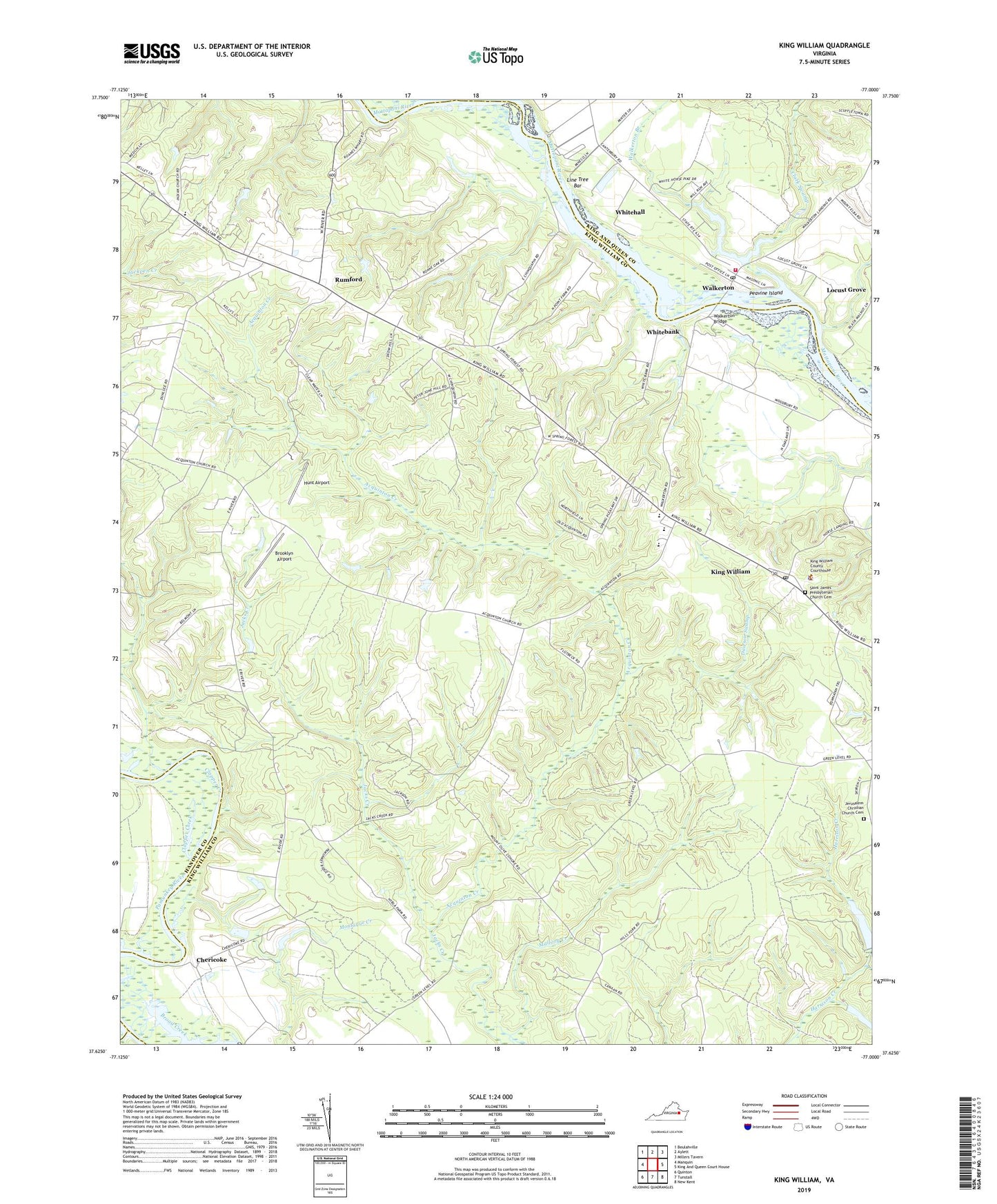King William Virginia US Topo Map Image