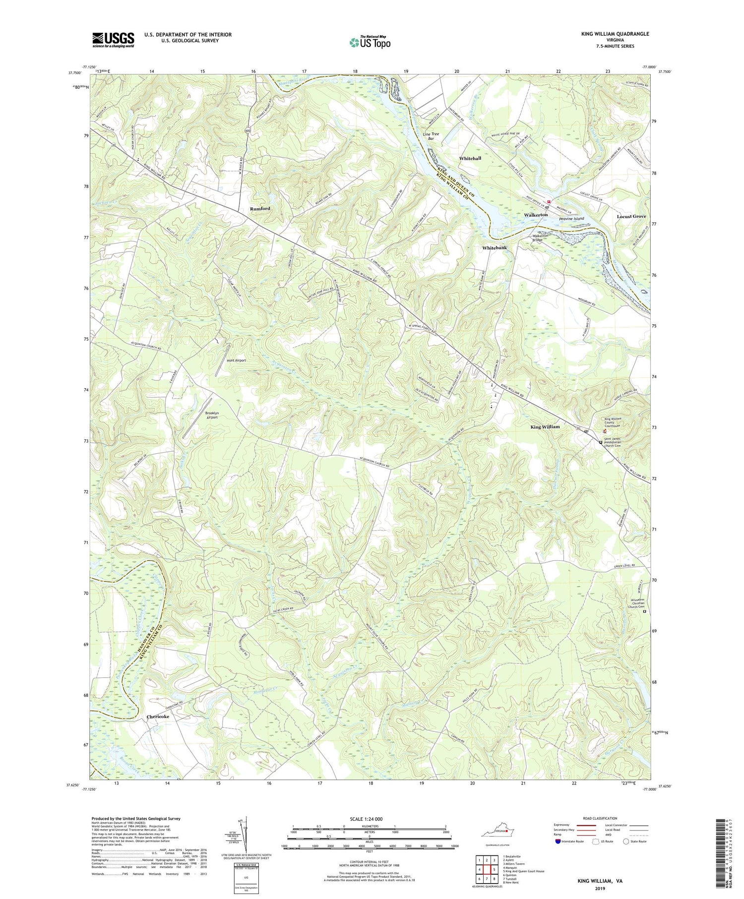 King William Virginia US Topo Map Image